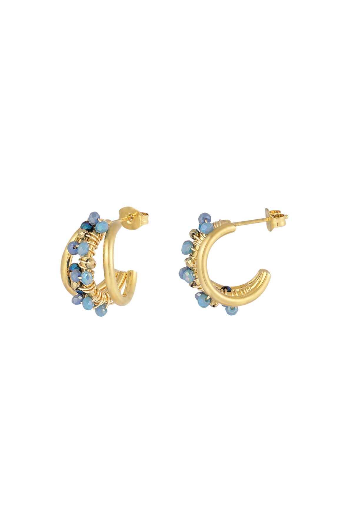 Small beads hoops earrings - blue h5 