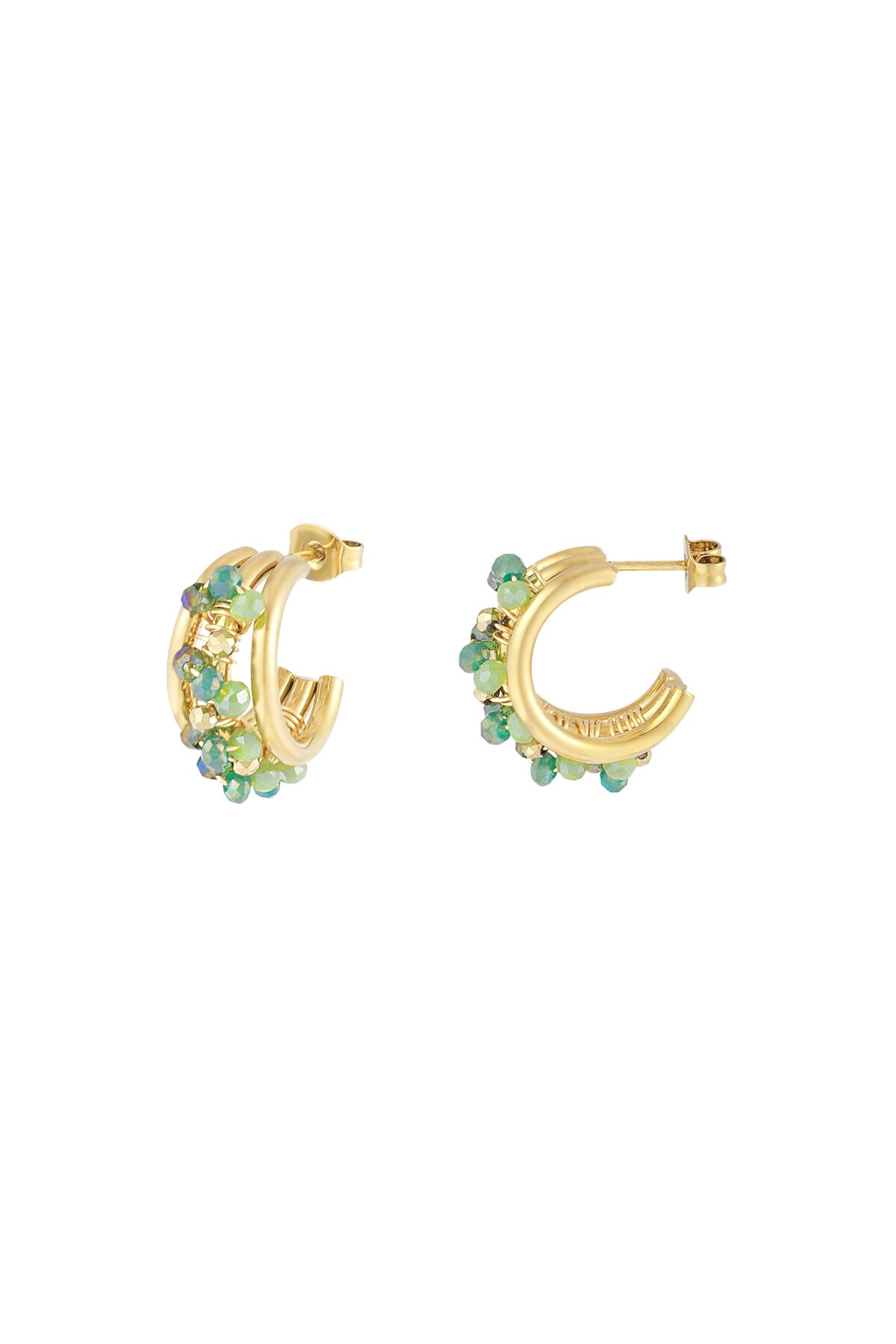 Small beads hoops earrings - green h5 