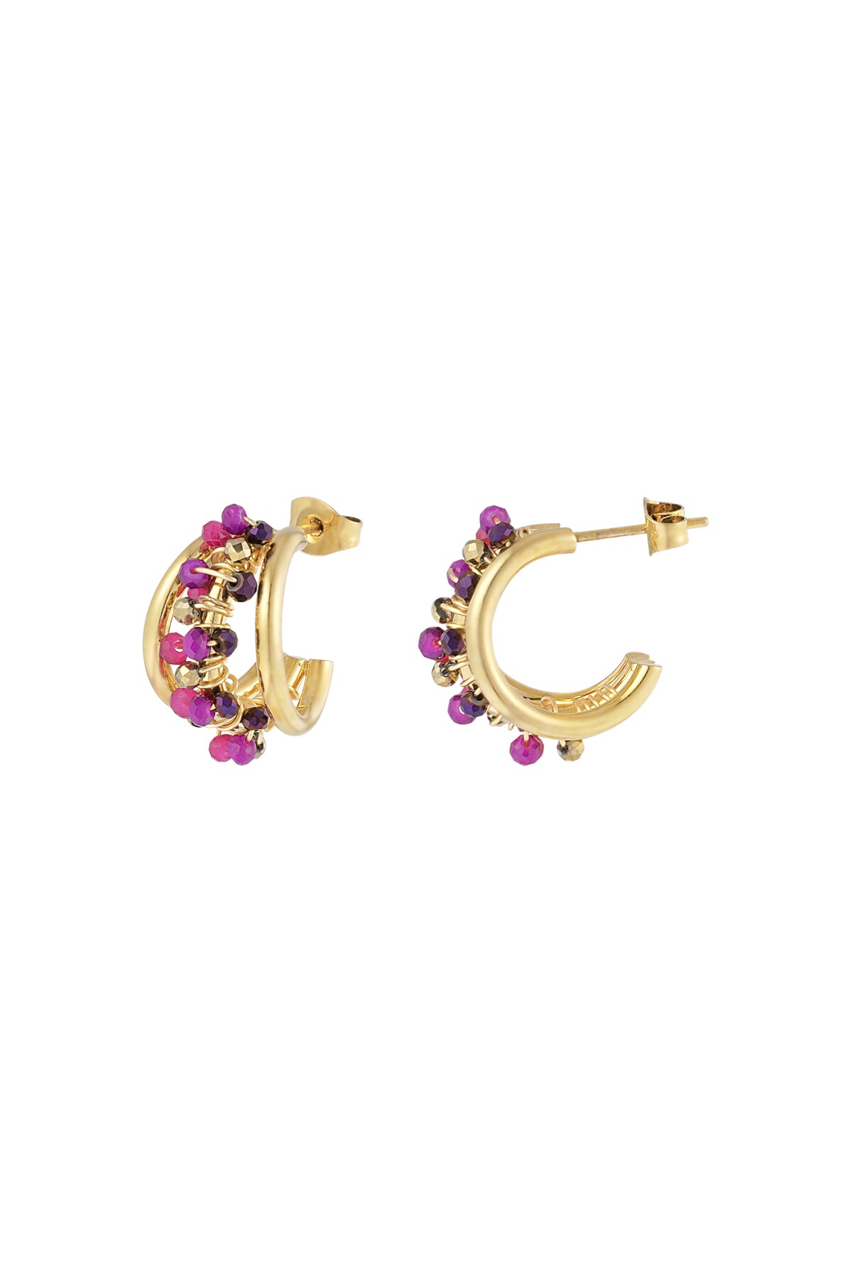 Small beads hoops earrings - purple h5 