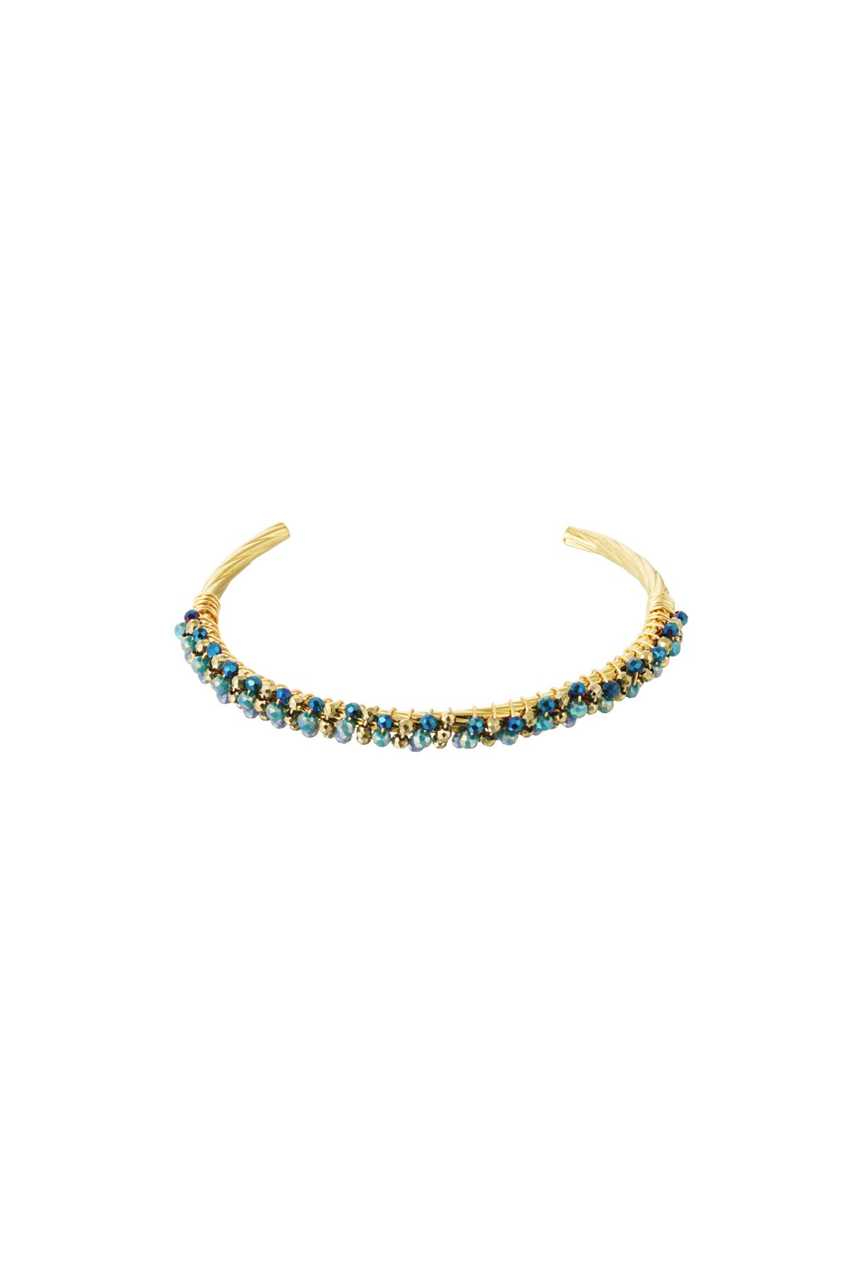 Bead fiesta bracelet - blue & gold h5 