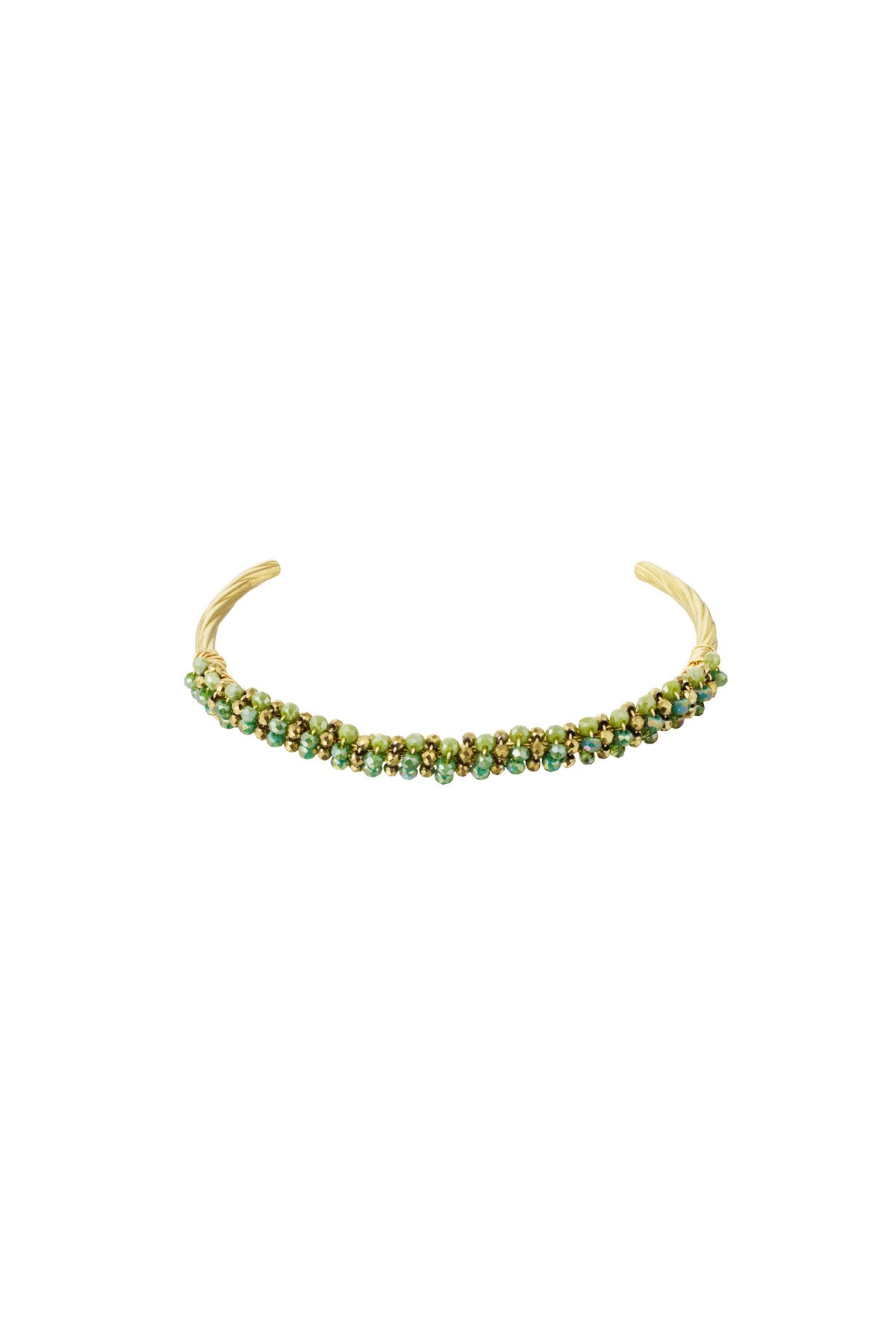 Bead fiesta bracelet - green & gold h5 