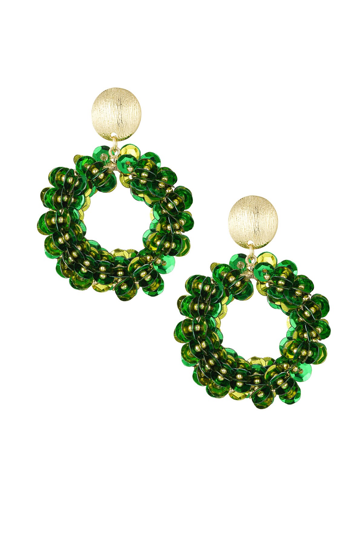 Sequin spark earrings - green h5 