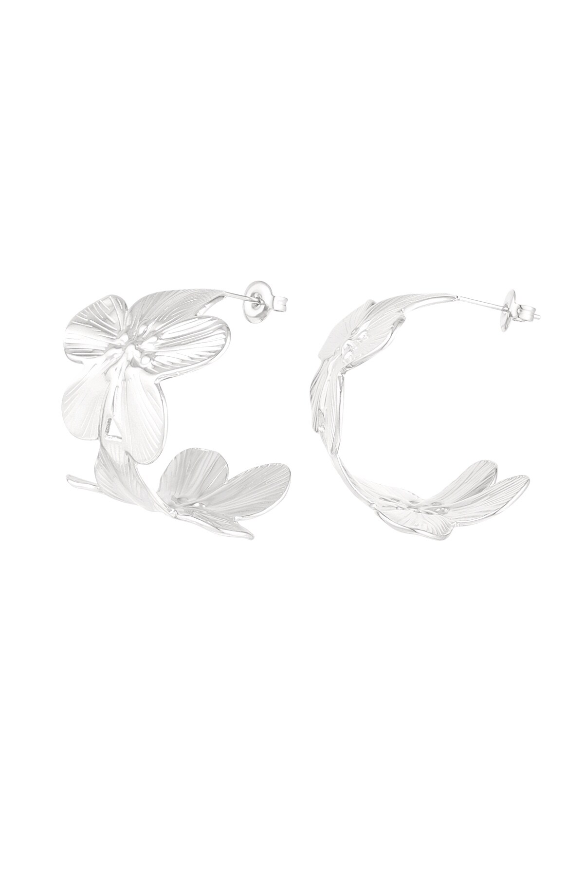 Earrings flower fierce - Silver color h5 