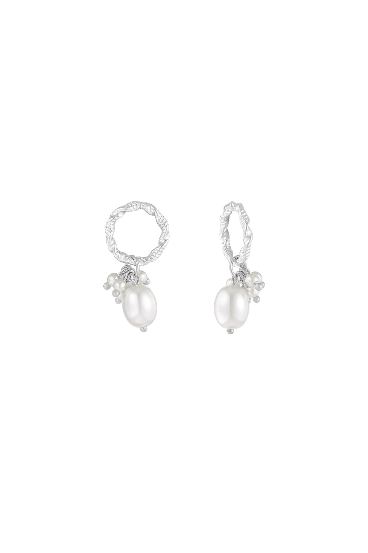 Lovely Little Pearls earrings - Silver color h5 