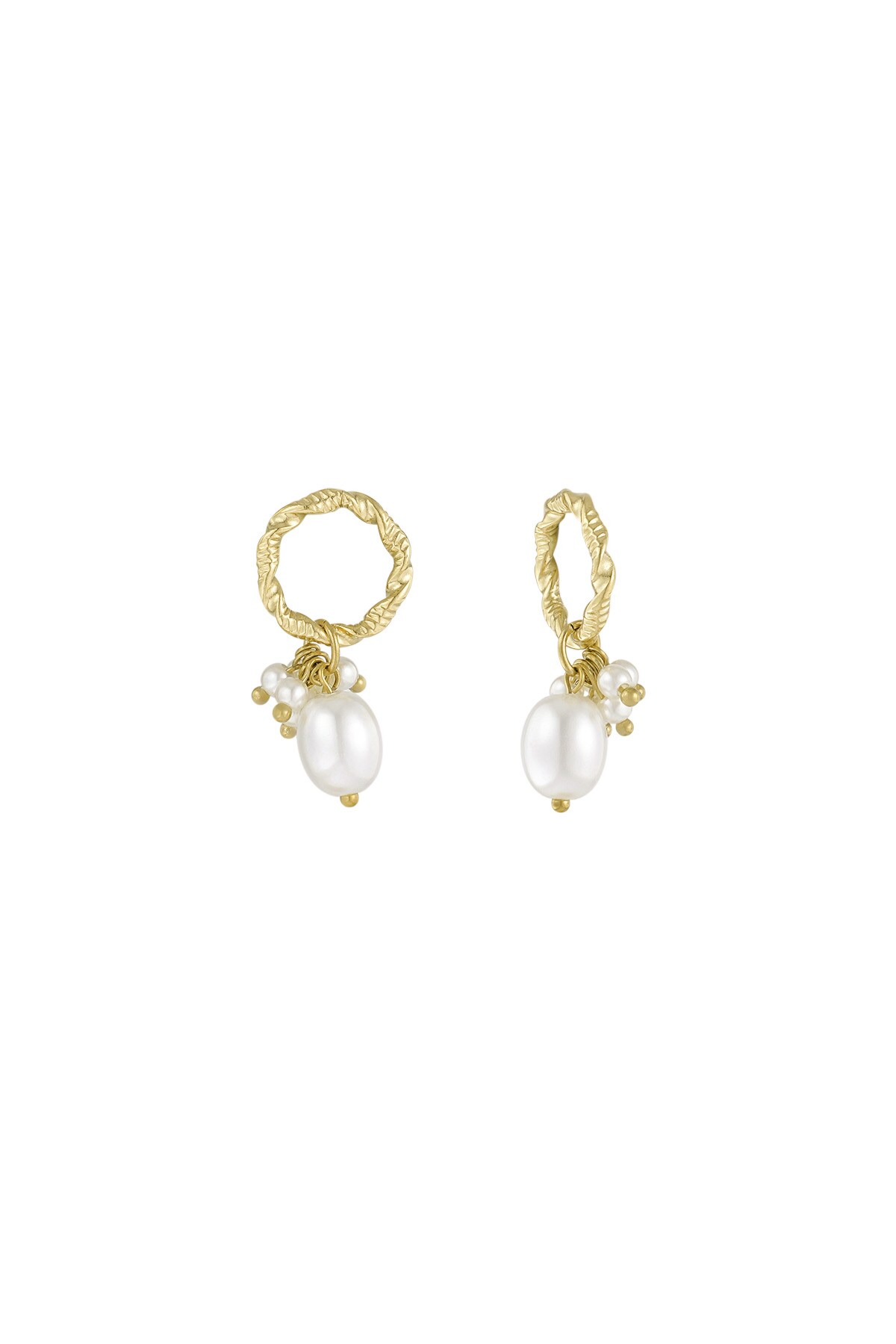 Lovely Little Pearls earrings - Gold color h5 