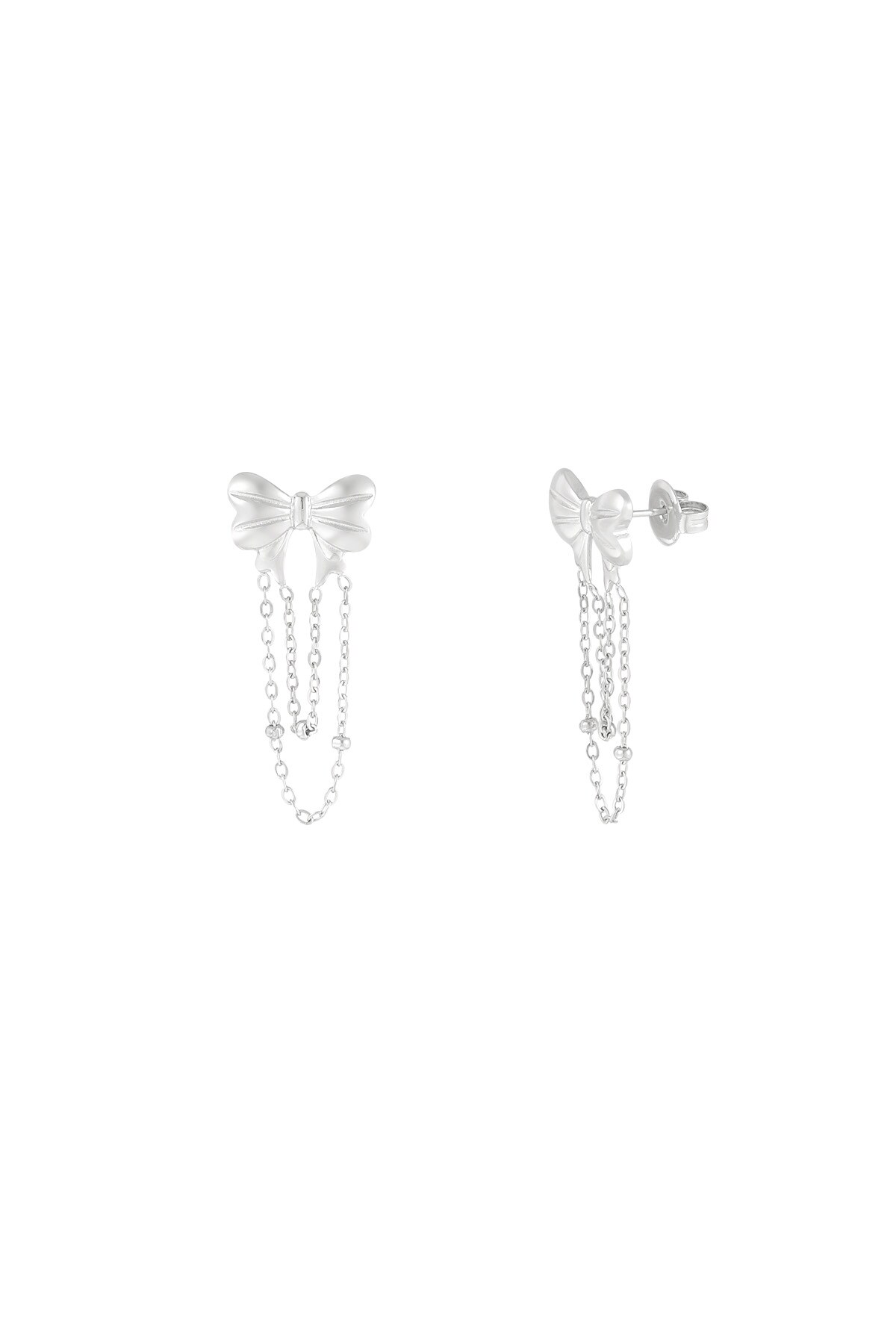 Playful bow earrings - Silver color h5 