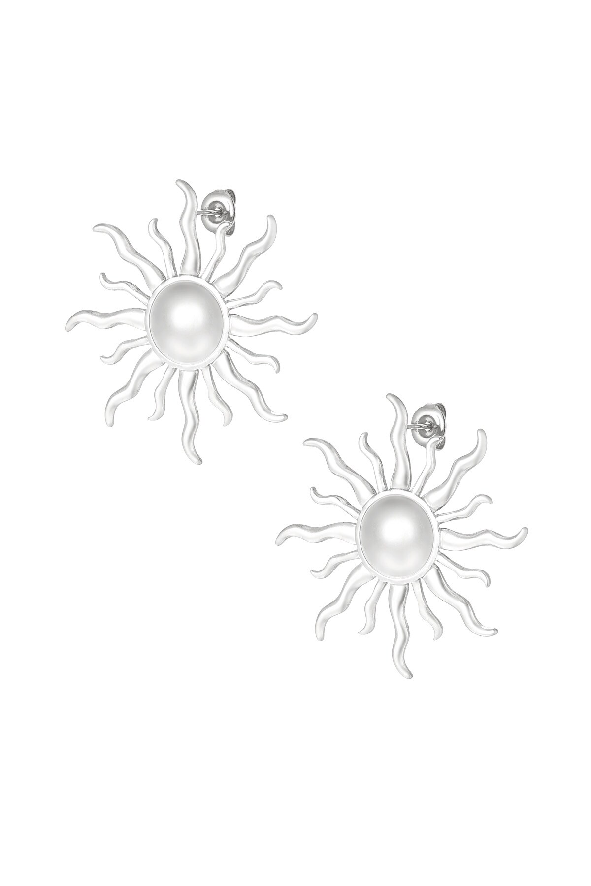 Wavy Sun earrings - Silver color h5 