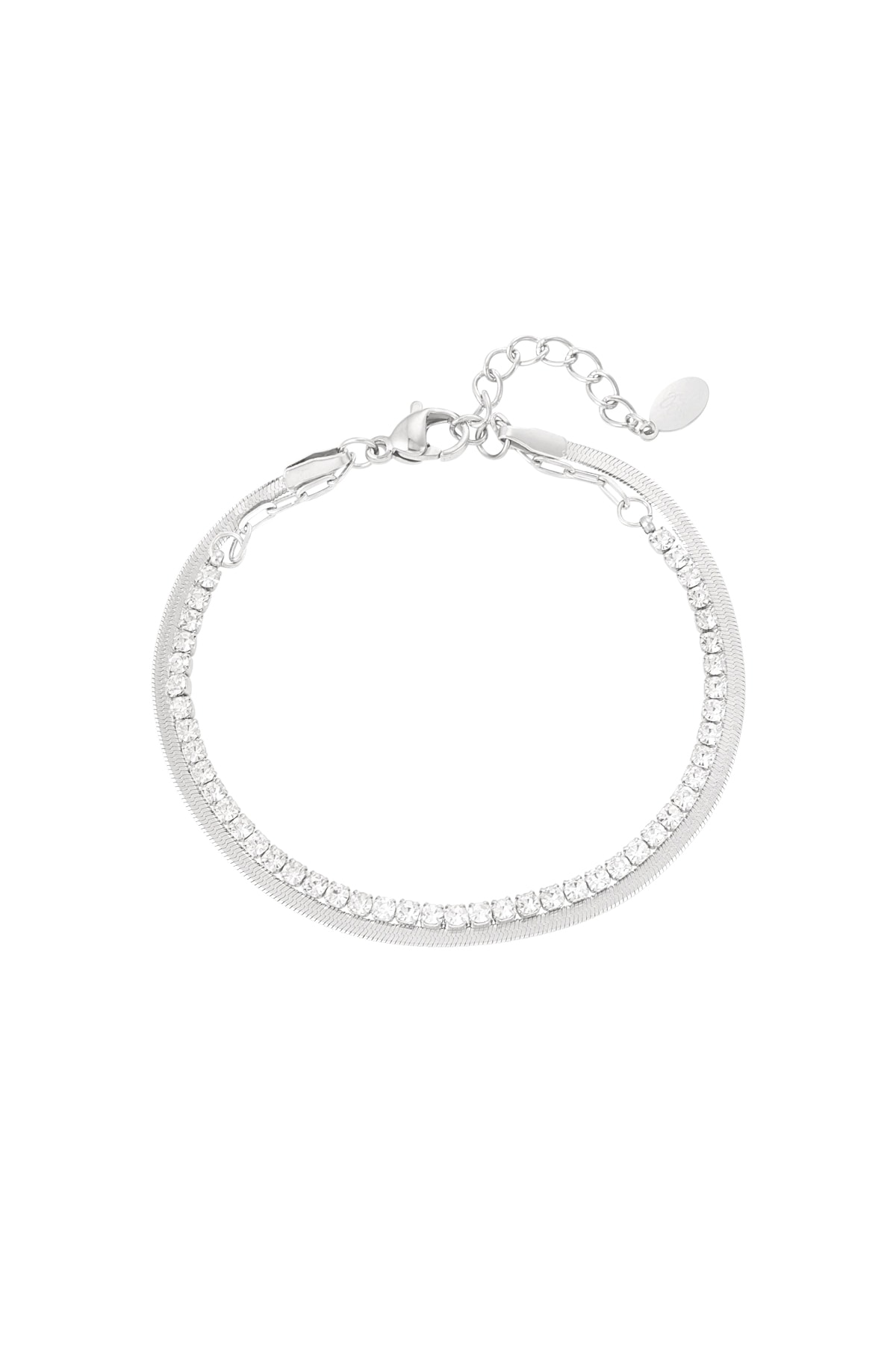 Double bracelet with diamonds - Silver color h5 