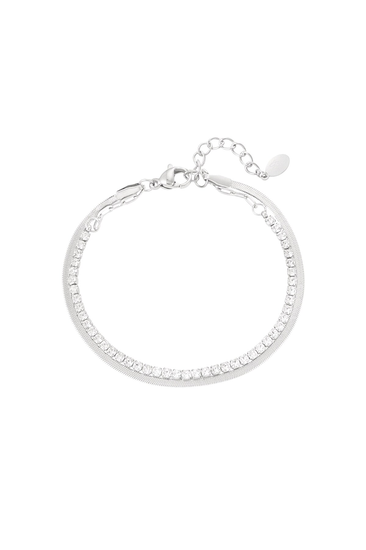 Double bracelet with diamonds - Silver color 