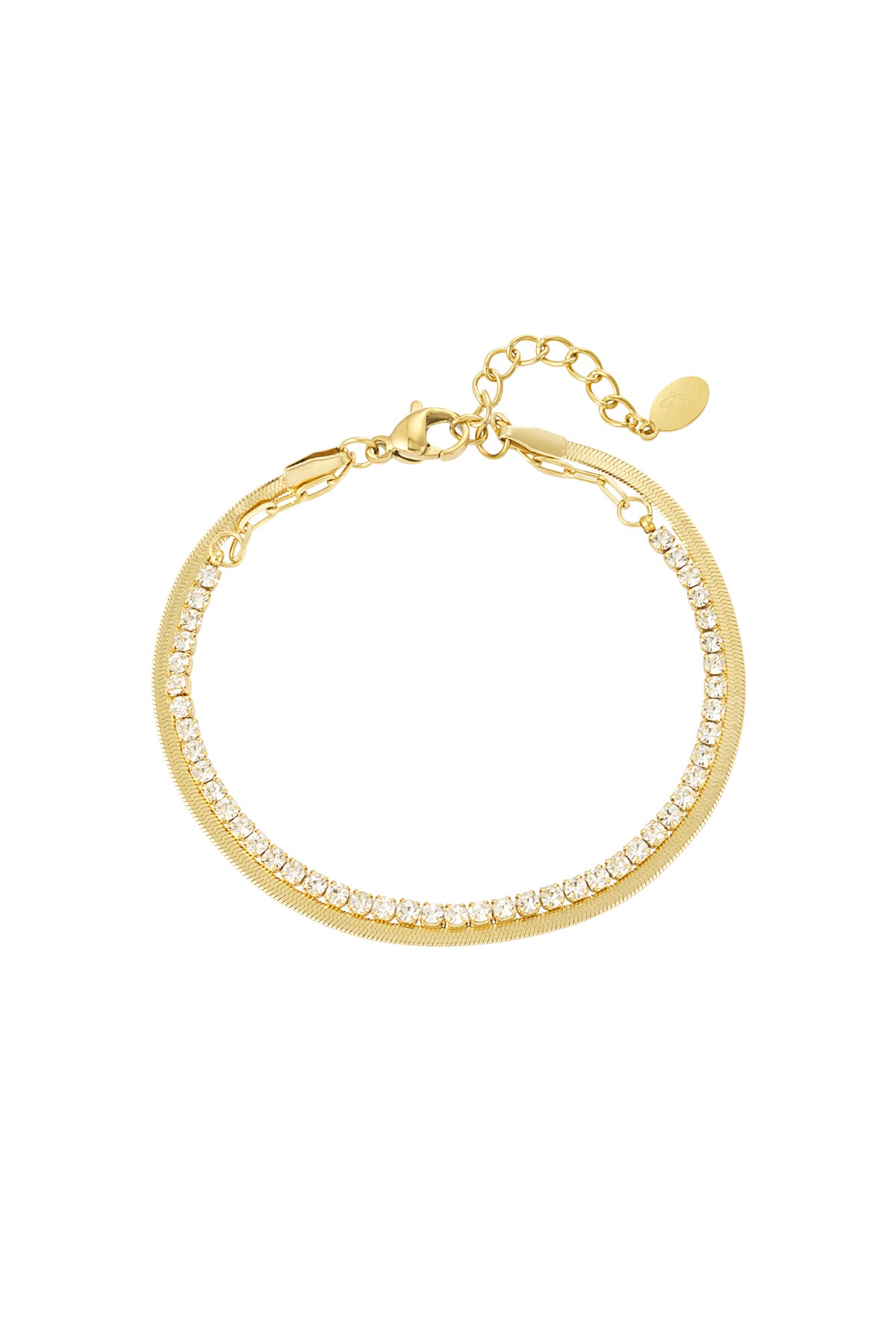 Double bracelet with diamonds - Gold color h5 