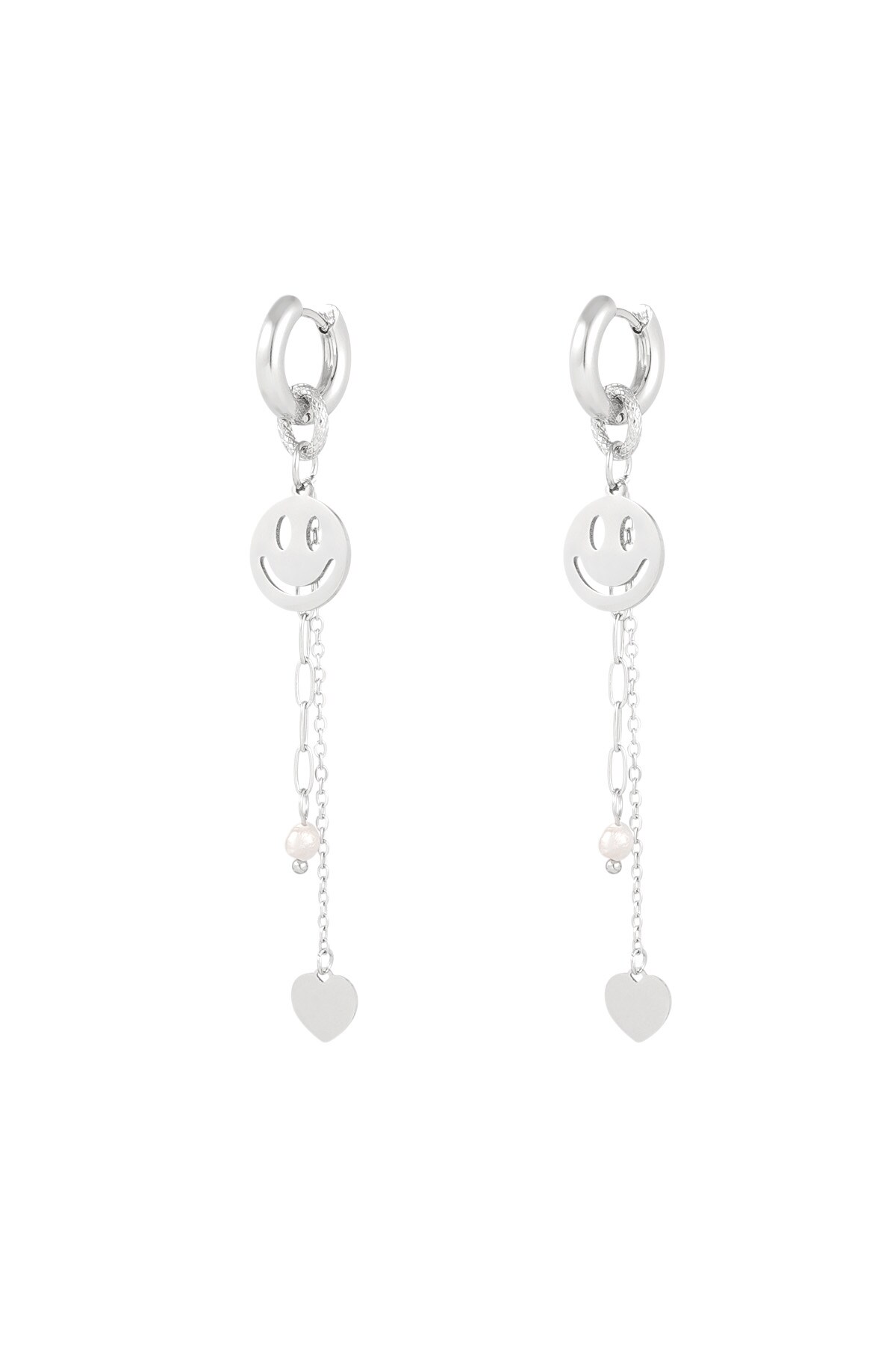 Earrings smiley pearl party - Silver color h5 