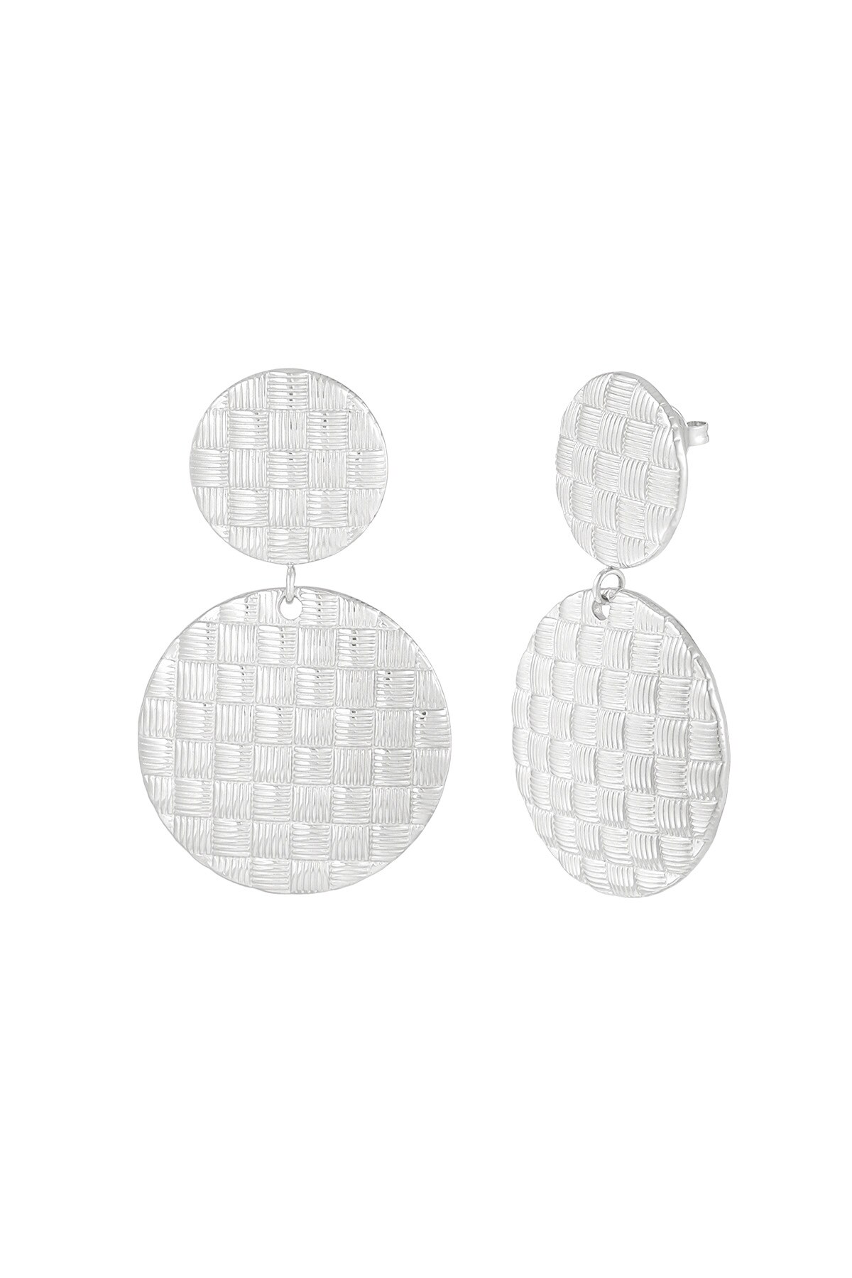 Textured Rounds earrings - Silver color h5 