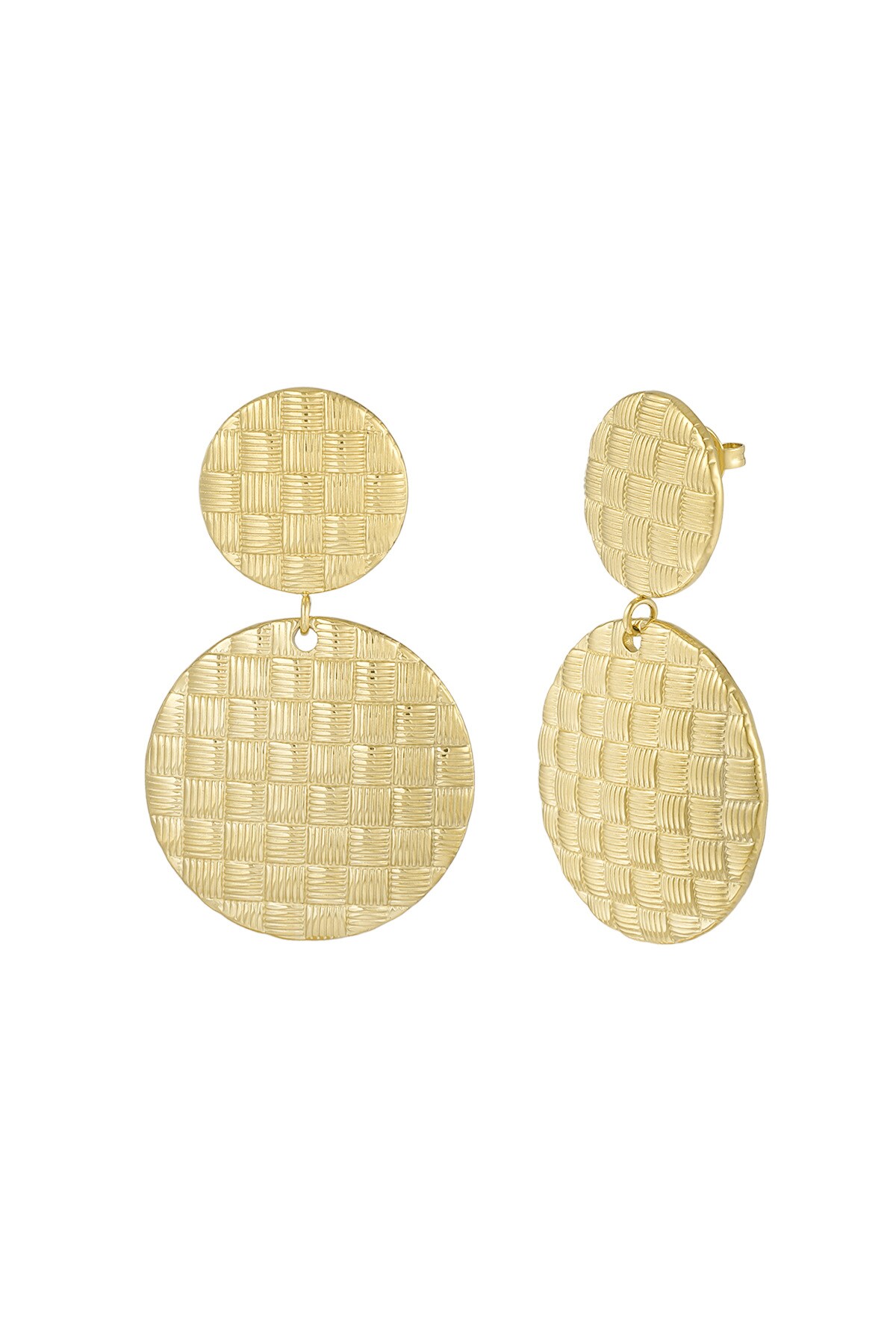 Textured Rounds earrings - Gold color h5 