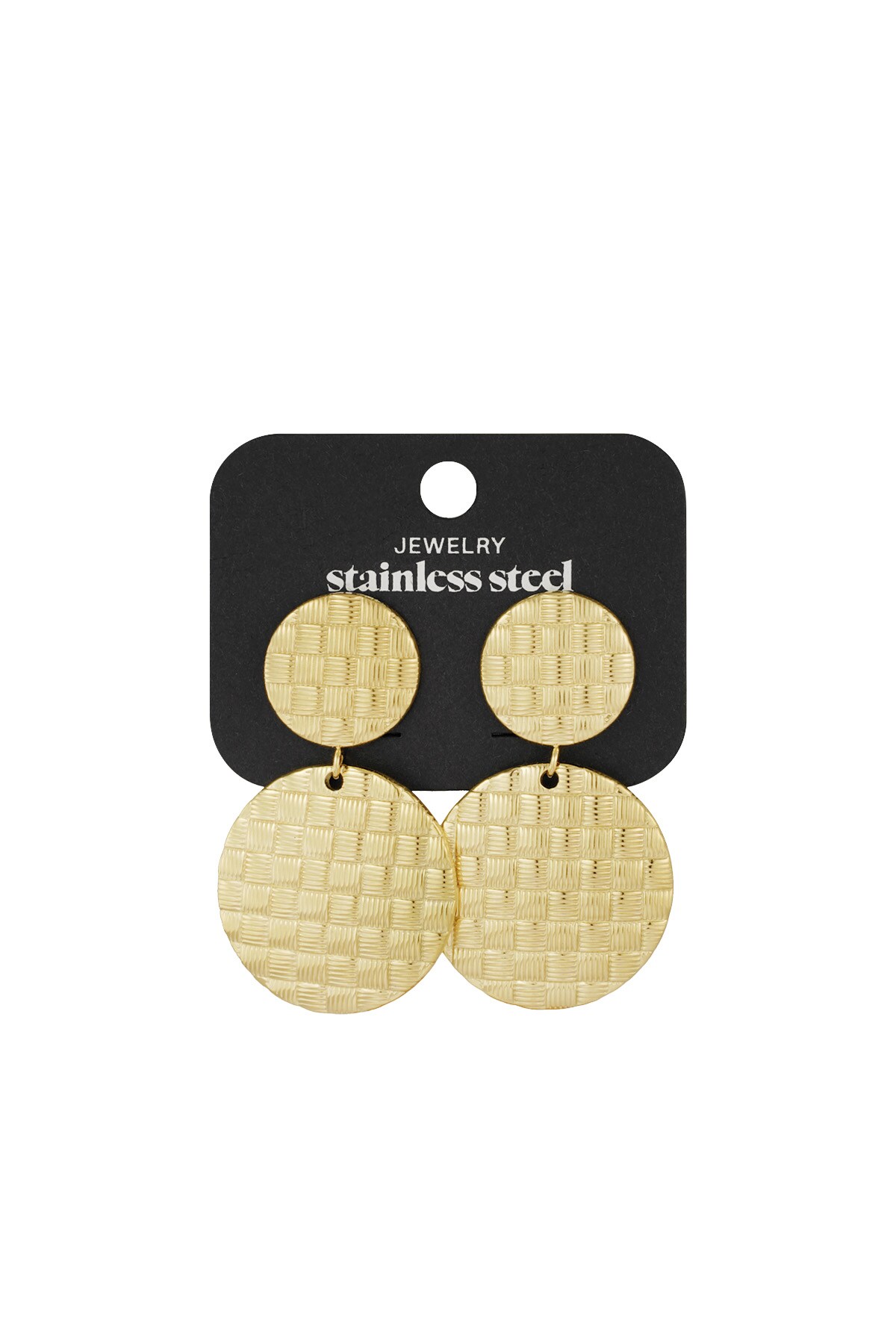 Textured Rounds earrings - Gold color Picture3