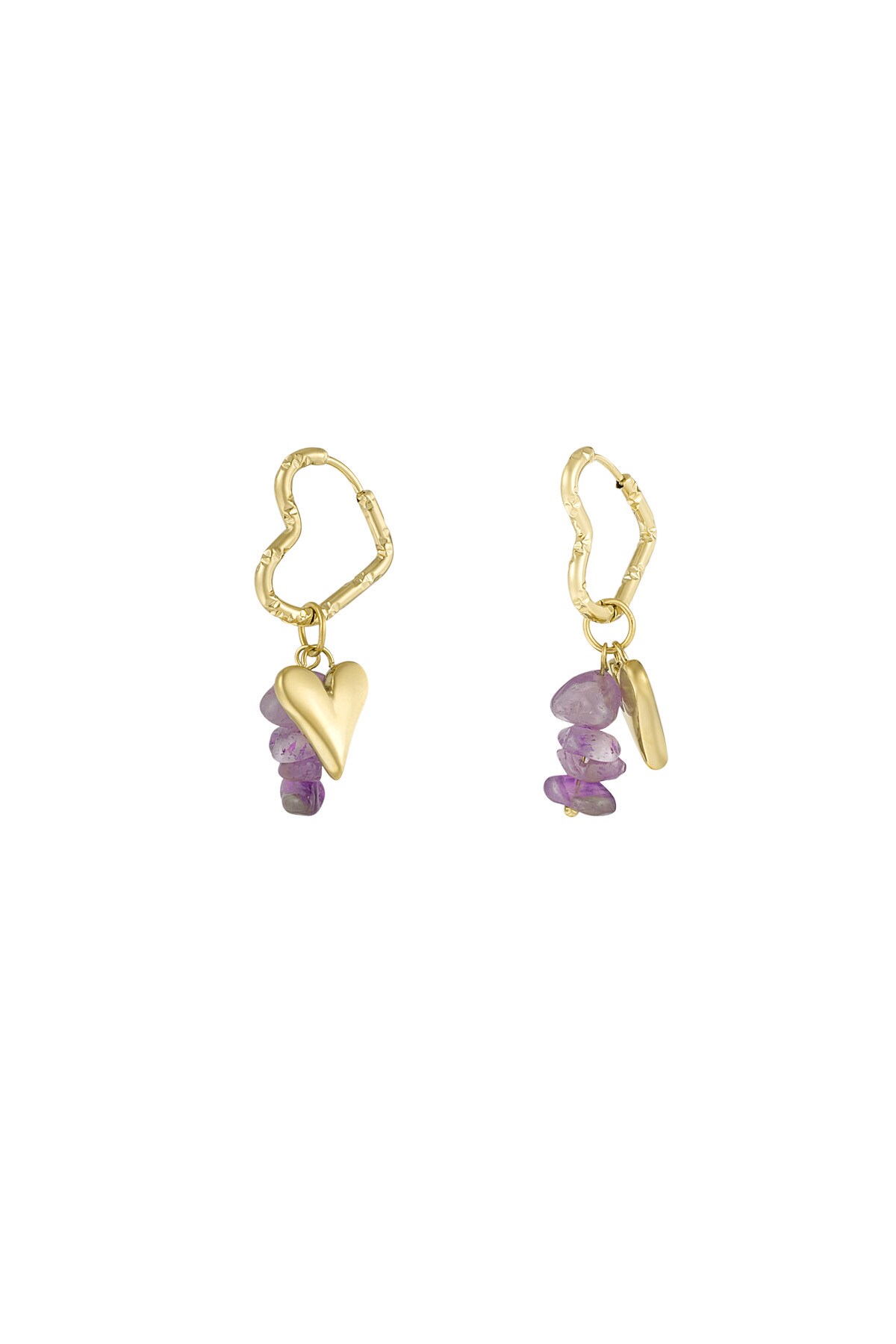 Heart & stone earrings - purple h5 