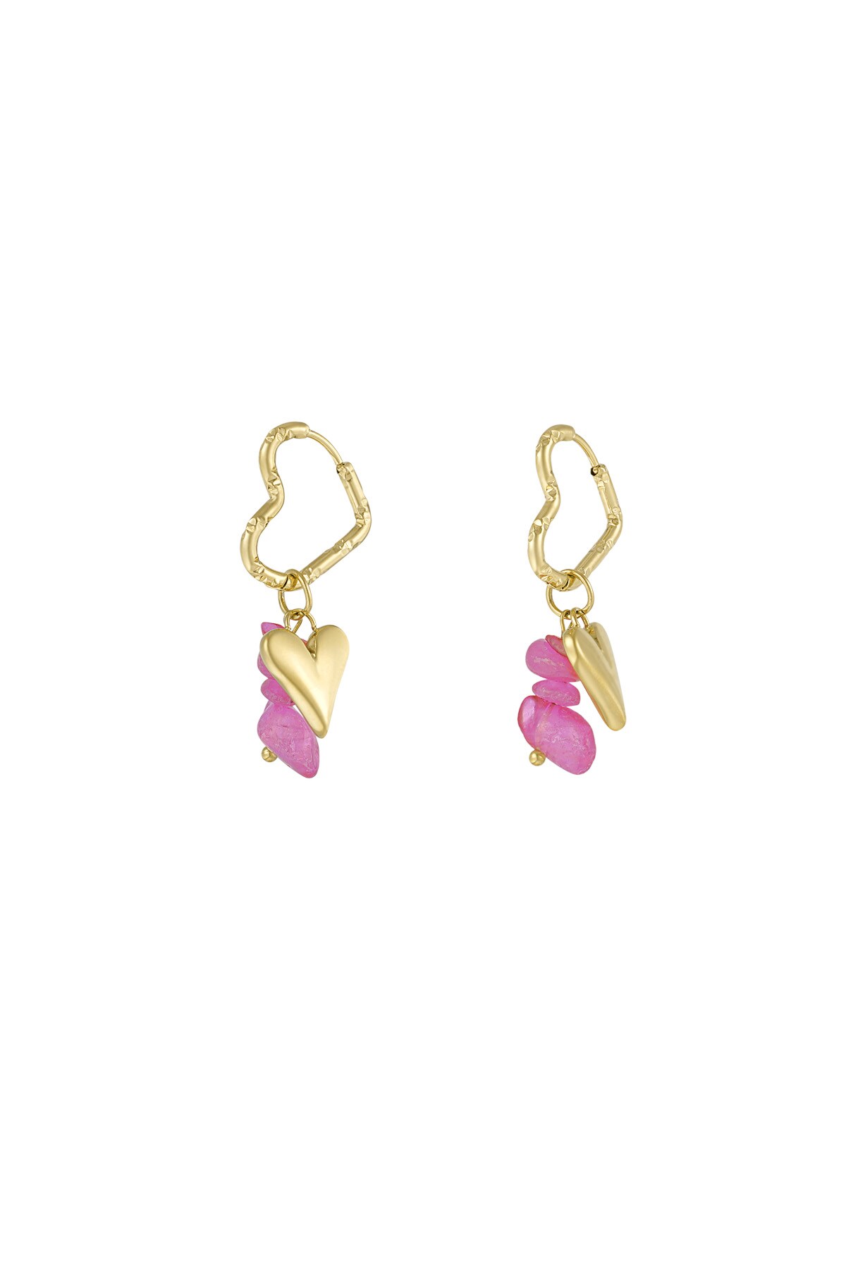 Heart & stone earrings - fuchsia h5 