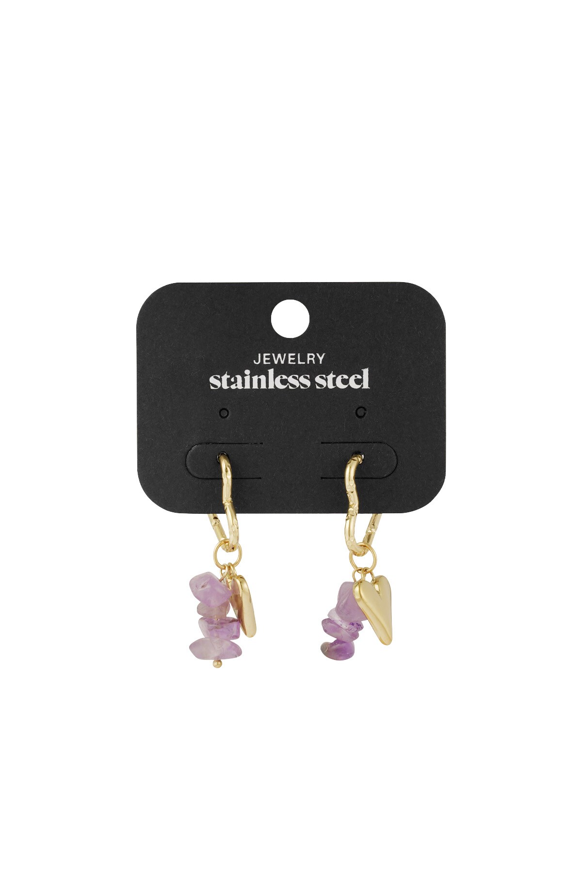 Heart & stone earrings - purple h5 Picture3