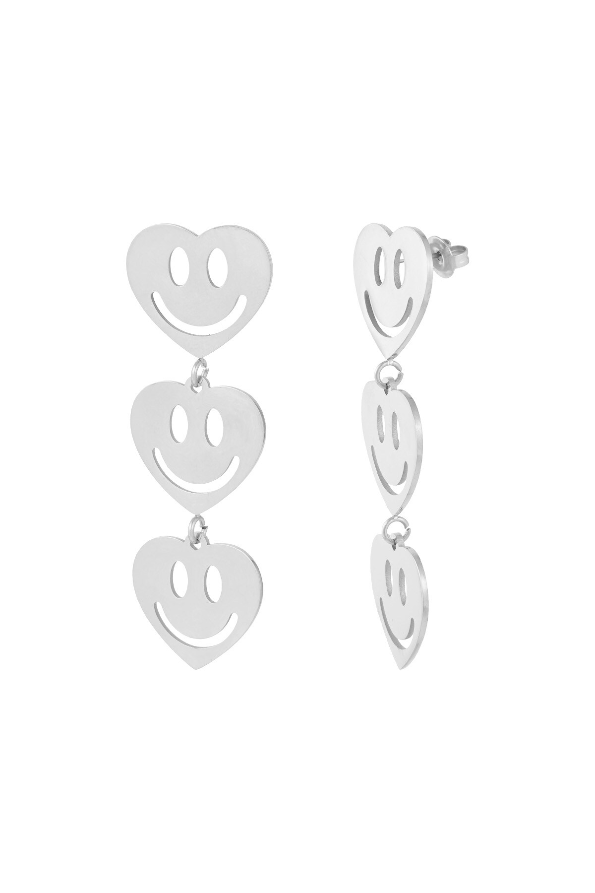 Earrings smiley lovers - Silver color h5 