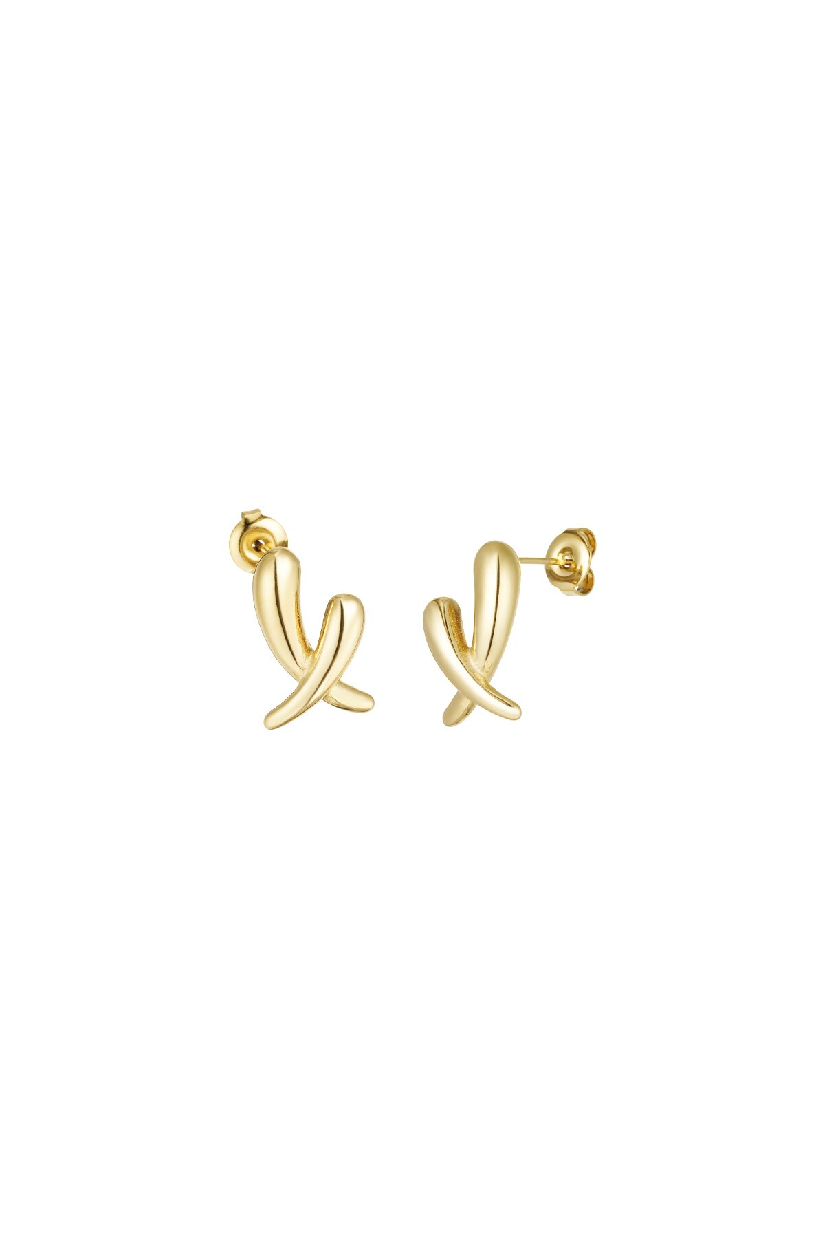 Crossed earrings - Gold color h5 