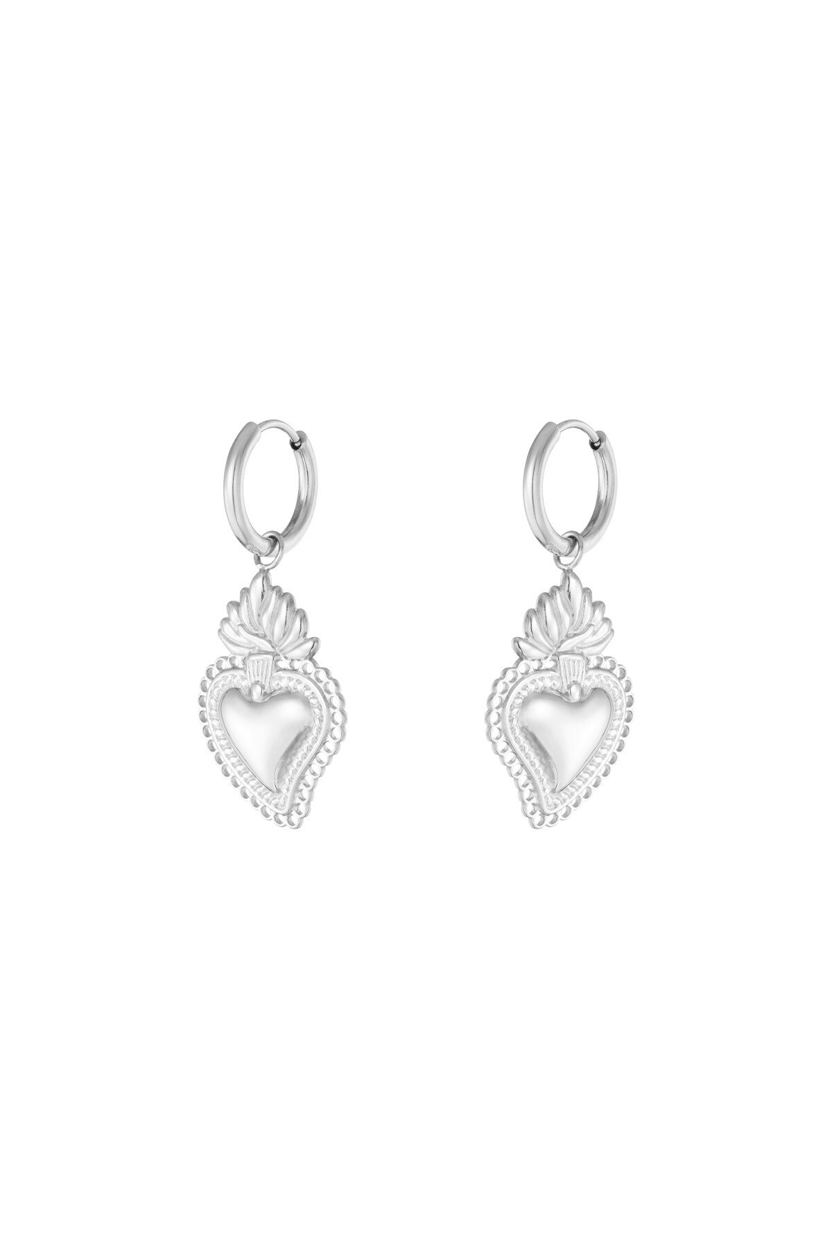 Orecchini cuore fiammeggiante - Colore argento h5 