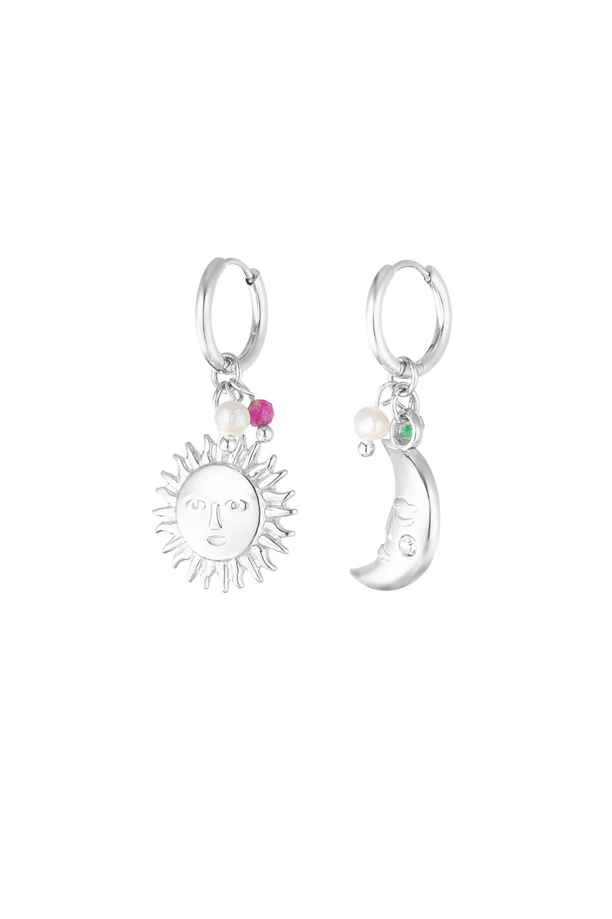 Earrings solar duo - Silver color 