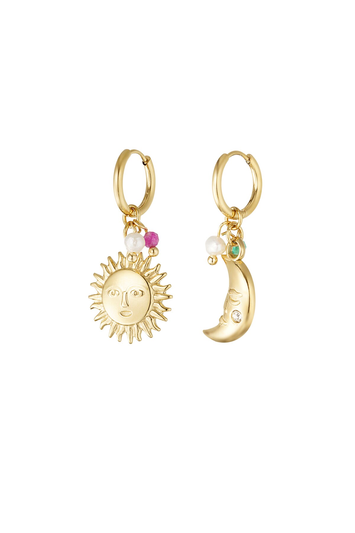 Earrings solar duo - Gold color 