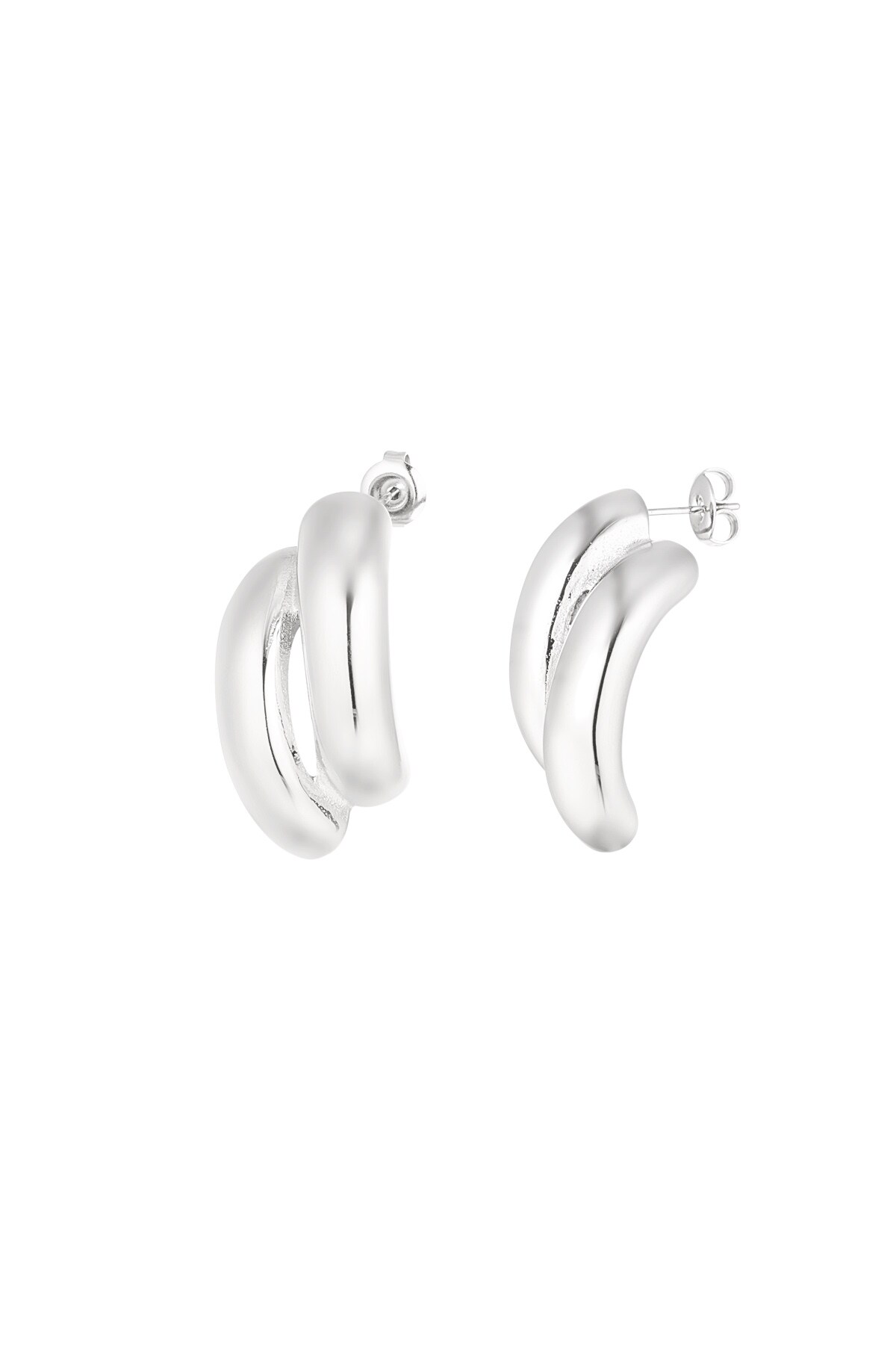 Earrings two stripes - Silver color 