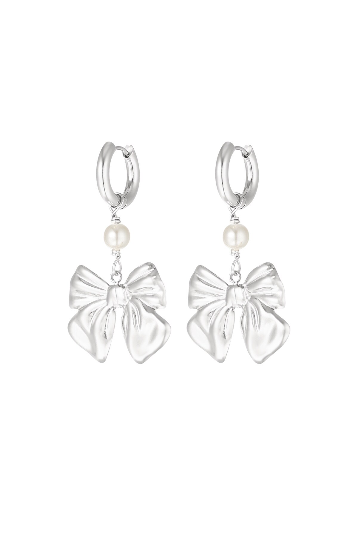 Earrings baby bow - Silver color h5 