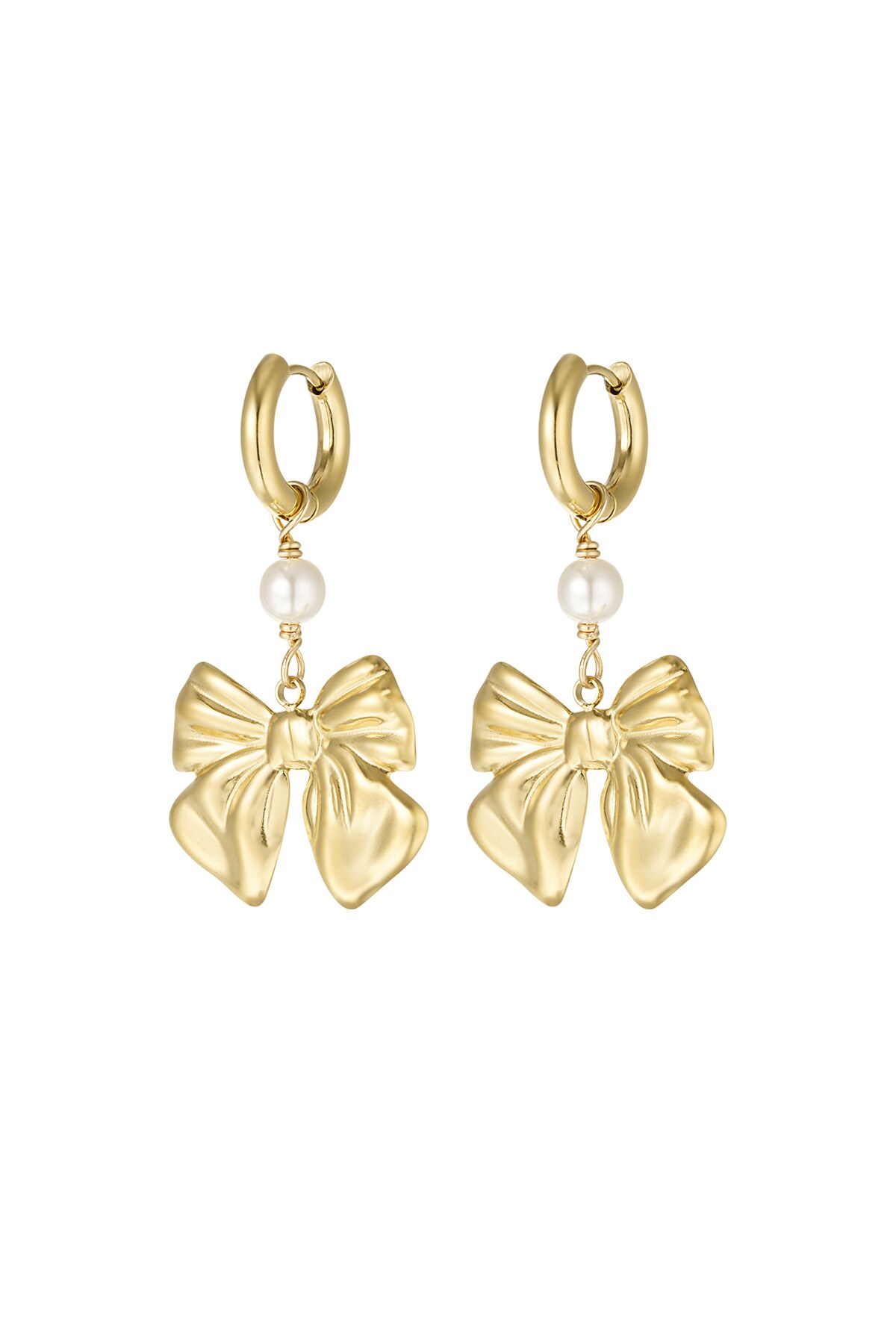 Earrings baby bow - Gold color h5 