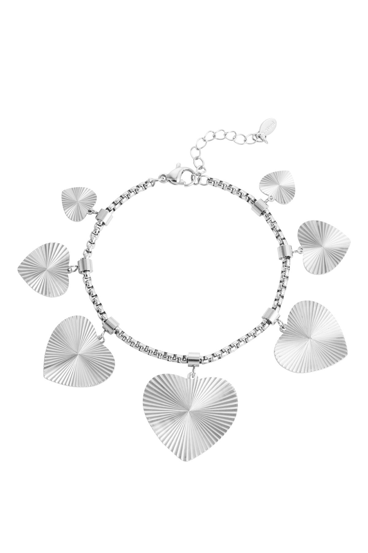 Textured hearts bracelet - Silver color h5 