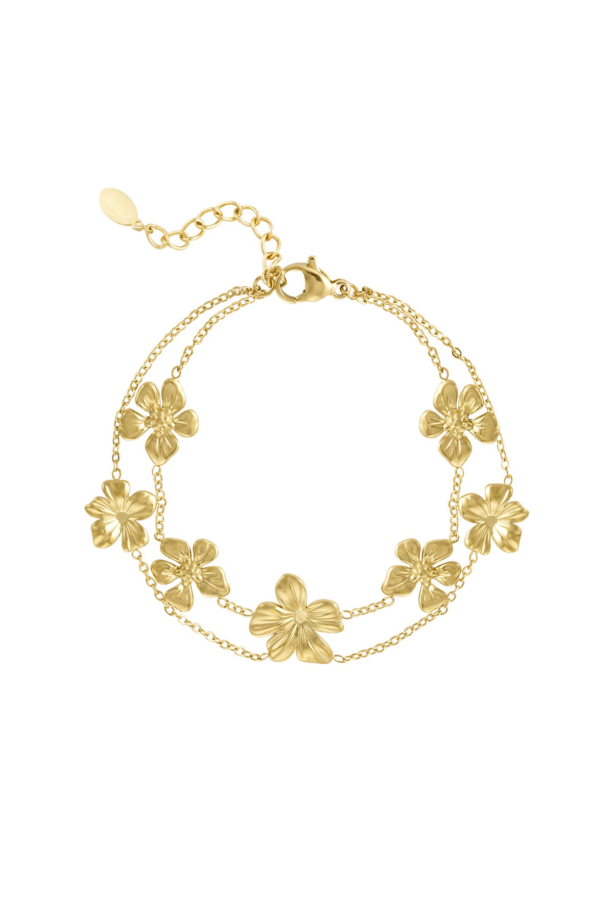 Bracelet double flower power - Gold color 