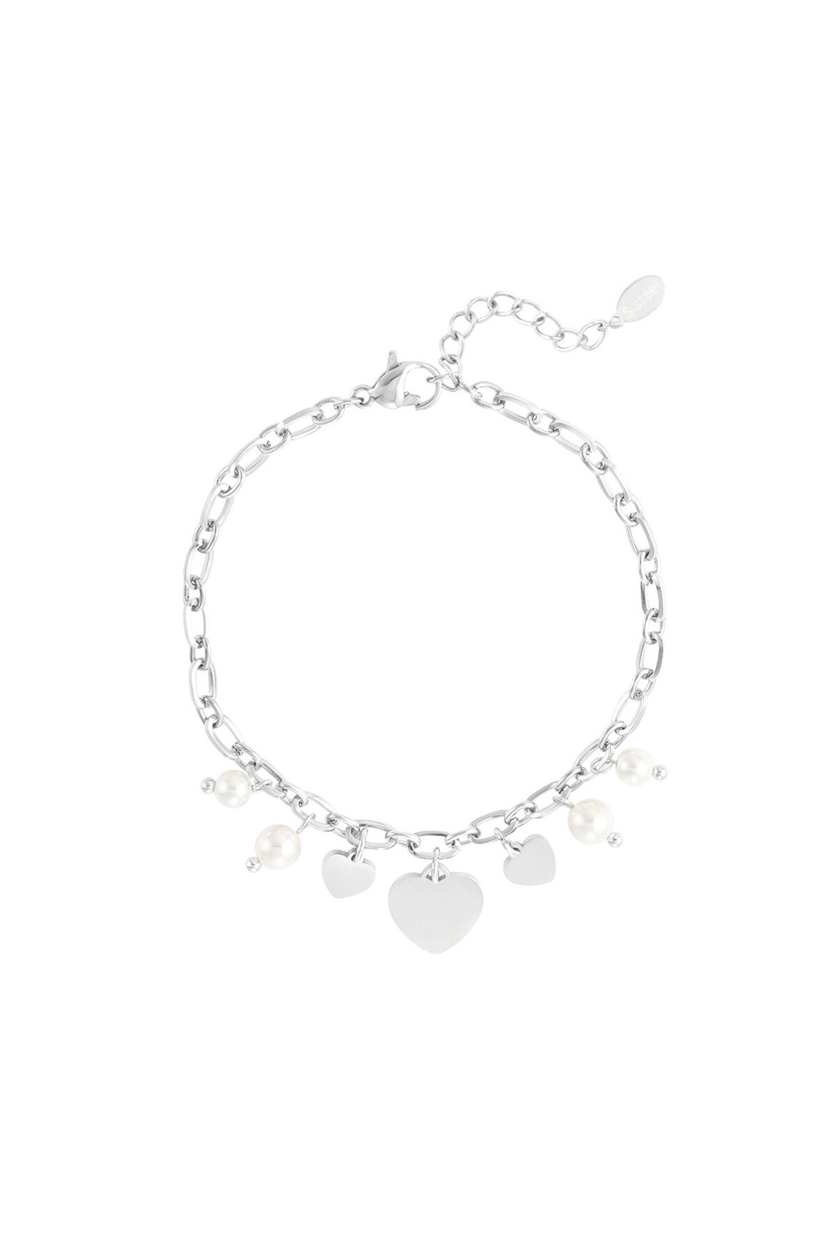 Hearts & Pearls bracelet - Silver color h5 