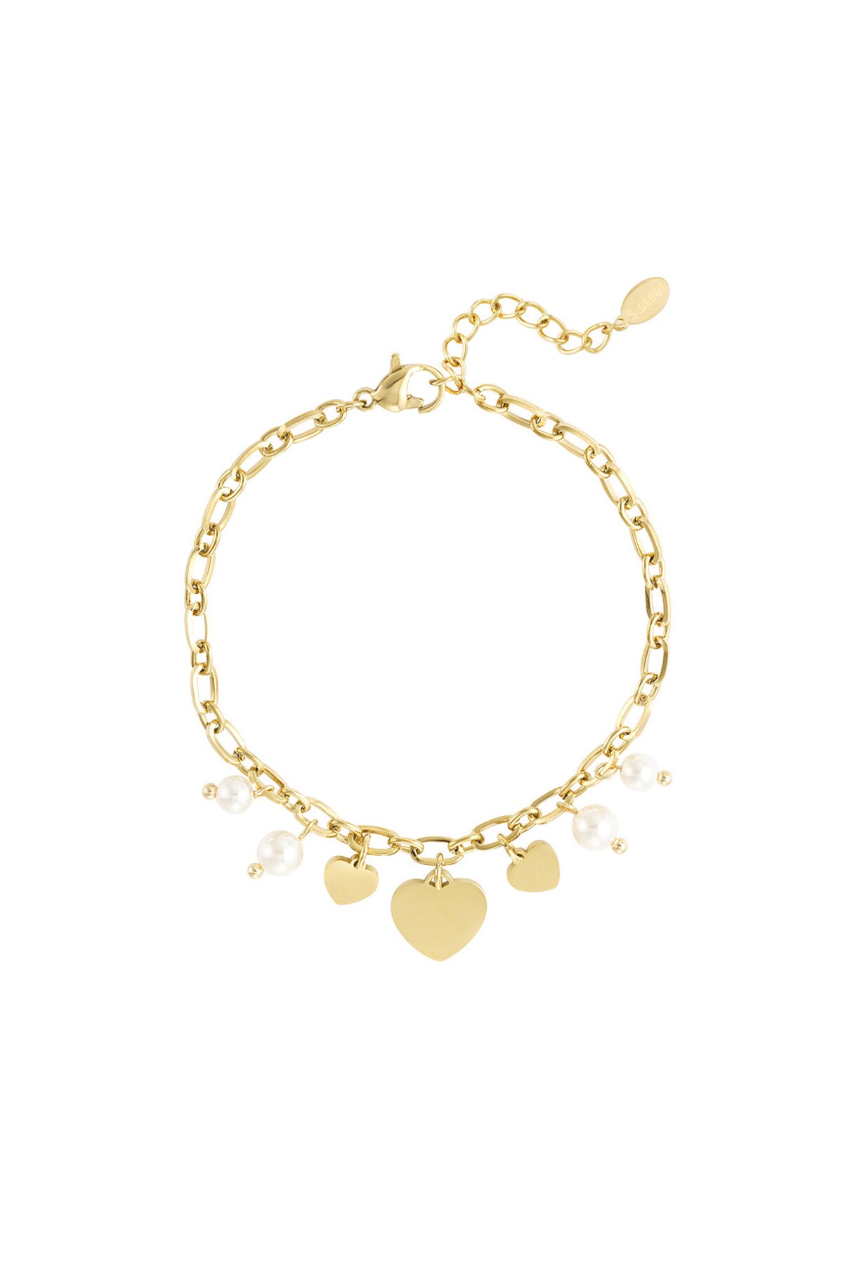 Hearts & pearls bracelet - Gold color h5 