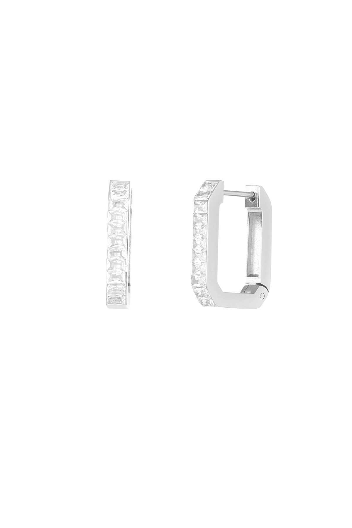 Rectangular diamond earrings - Silver color h5 