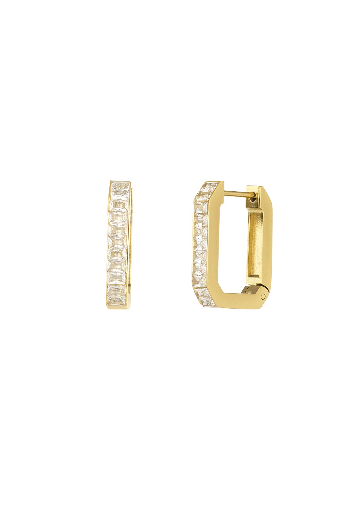 Rectangular diamond earrings - Gold color h5 