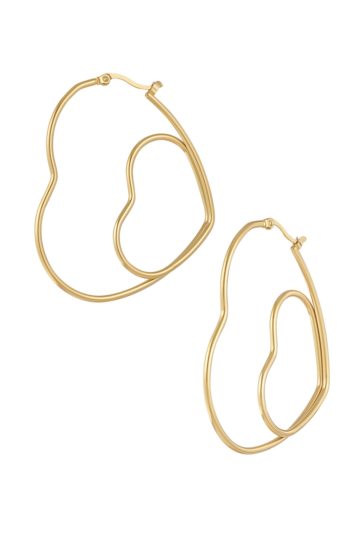 Pair of hearts earrings - Gold color 