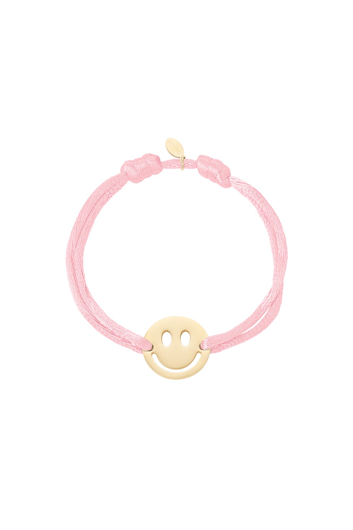 Satin bracelet with smiley - pink h5 