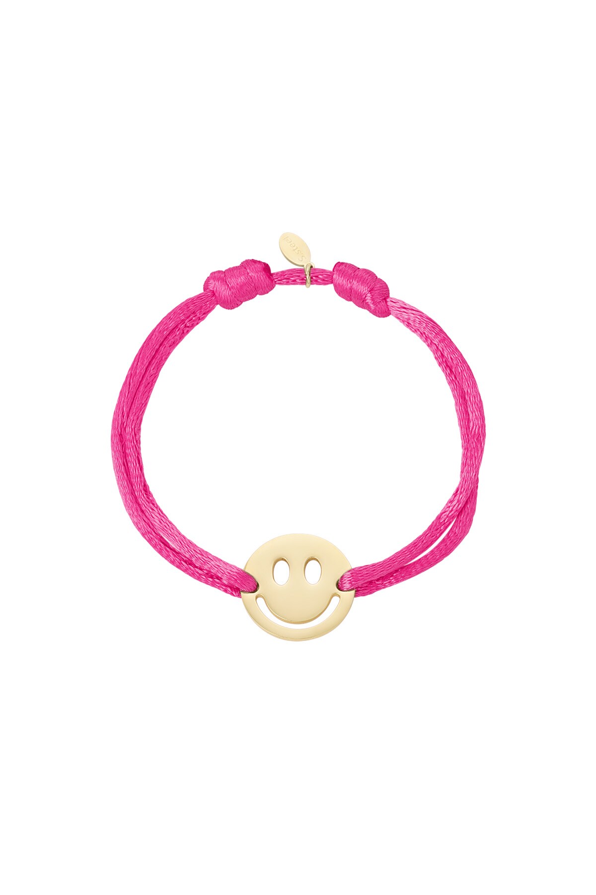 Satin bracelet with smiley - fuchsia 