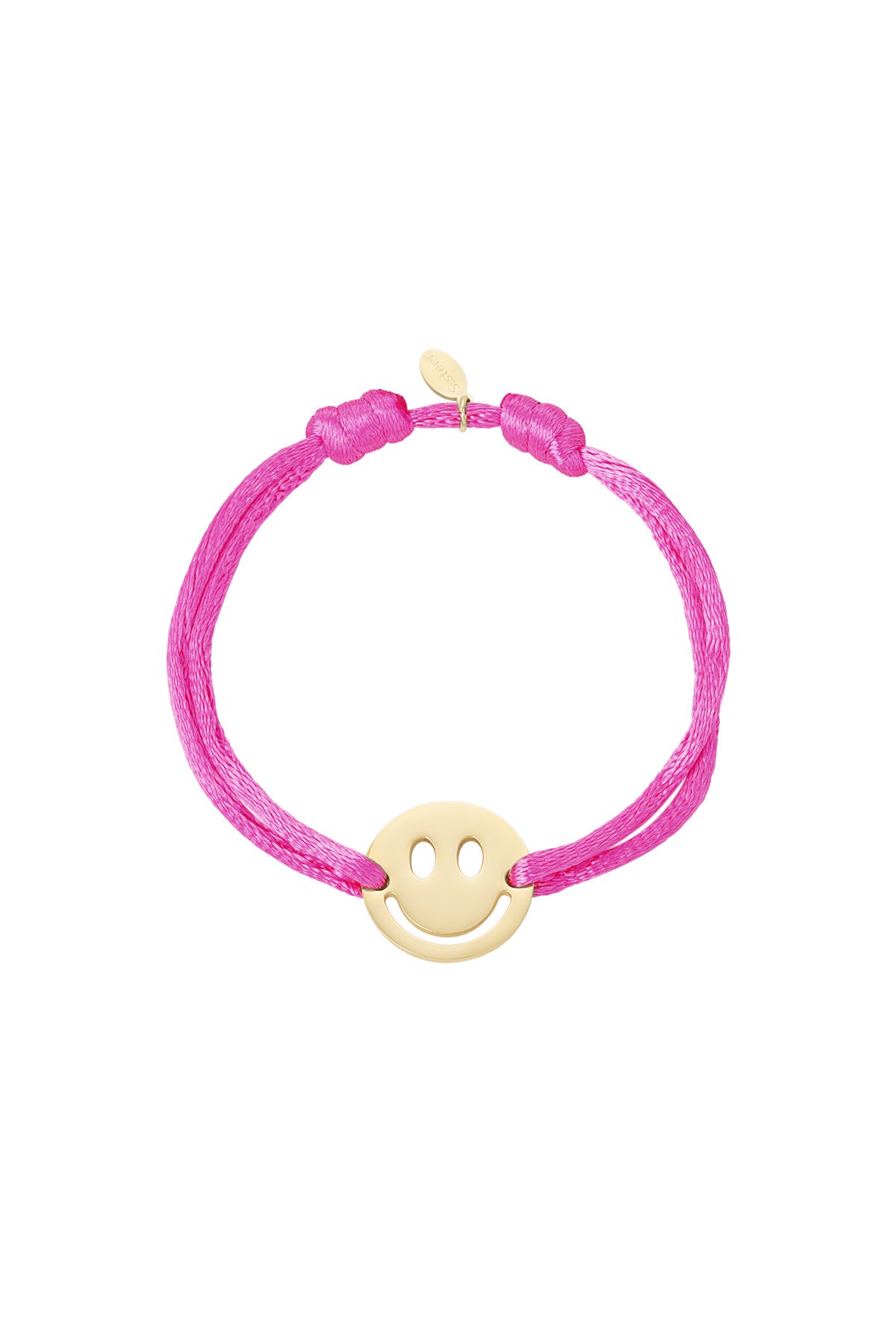 Satin bracelet with smiley - dark pink h5 