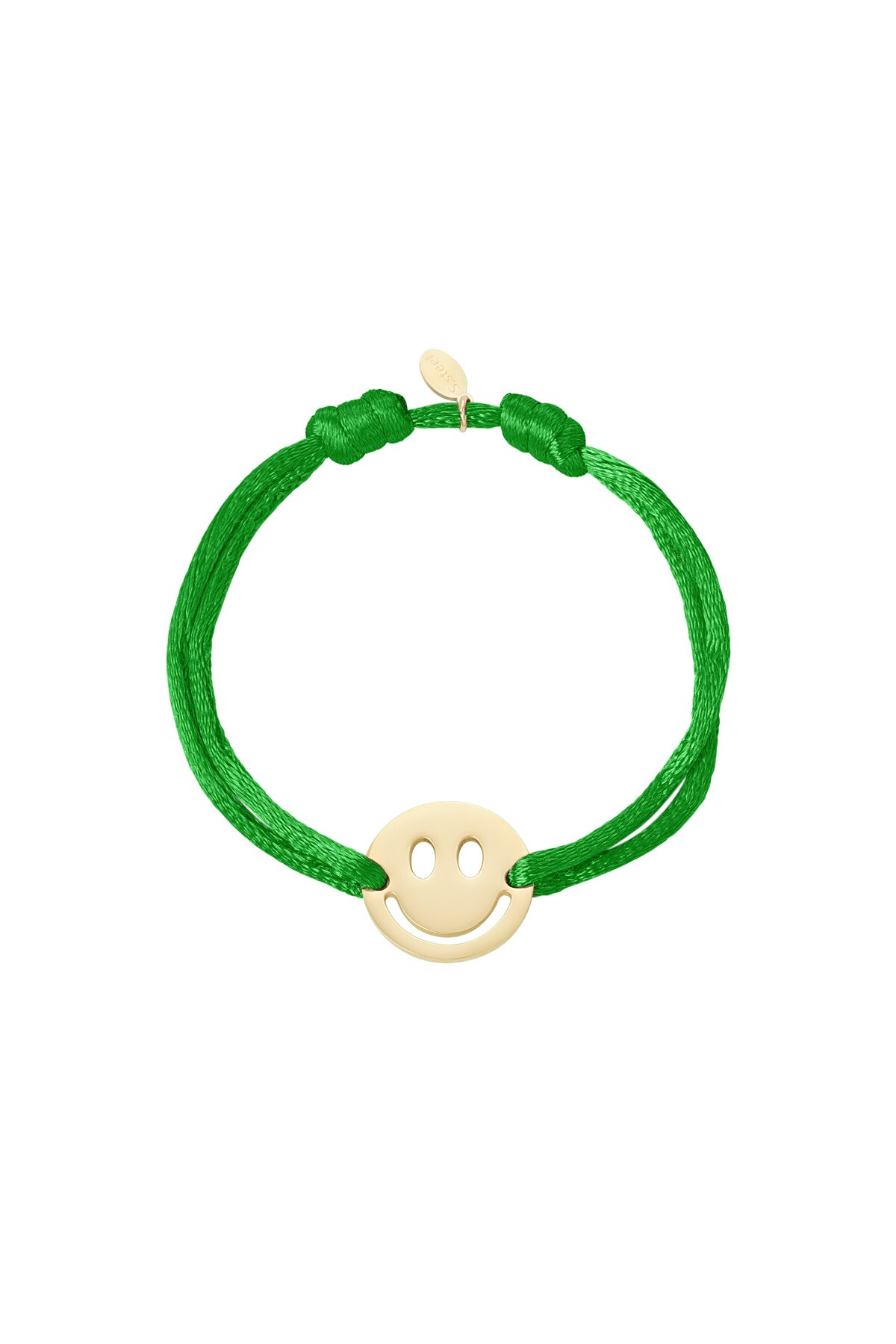 Satin bracelet with smiley - green 