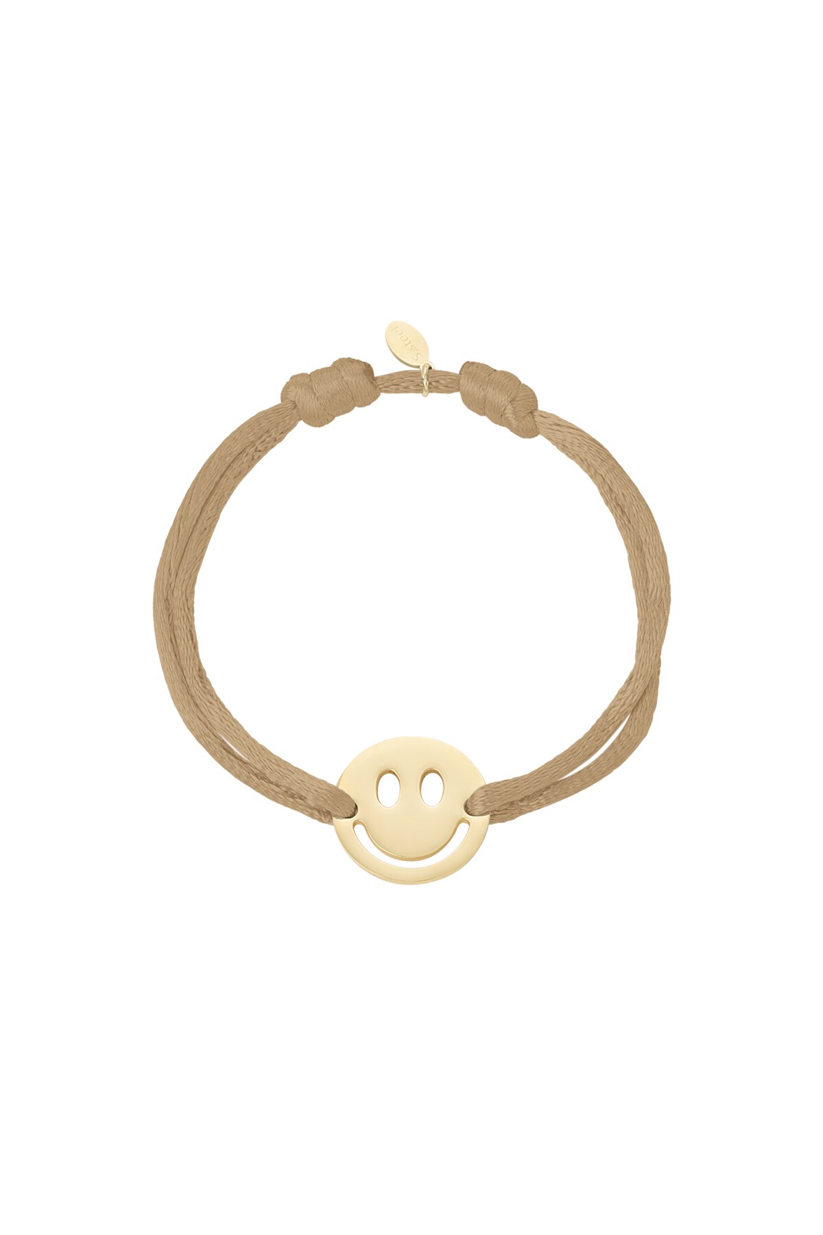 Satin bracelet with smiley - brown h5 