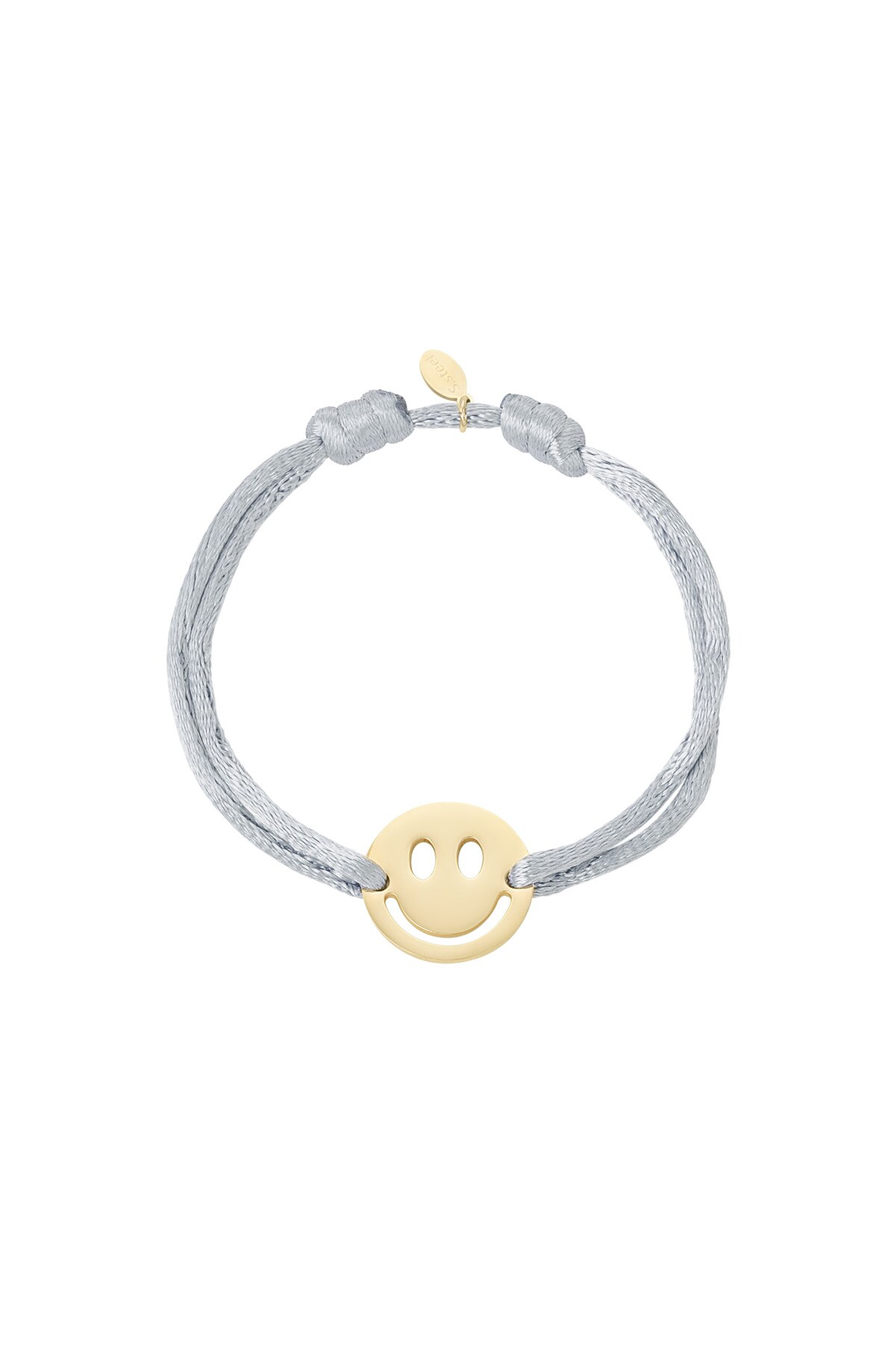 Satin bracelet with smiley - grey h5 