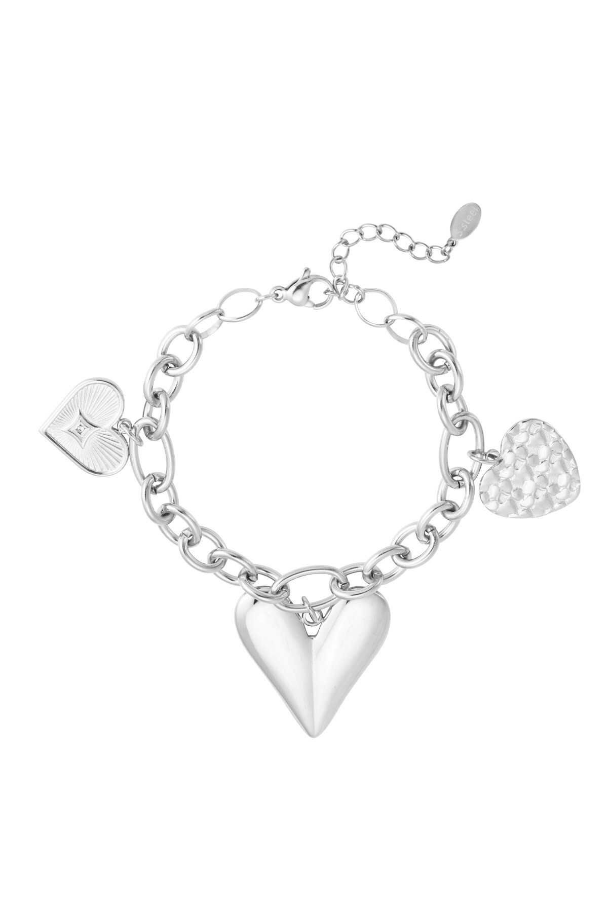 Triple heart charm bracelet - Silver color h5 