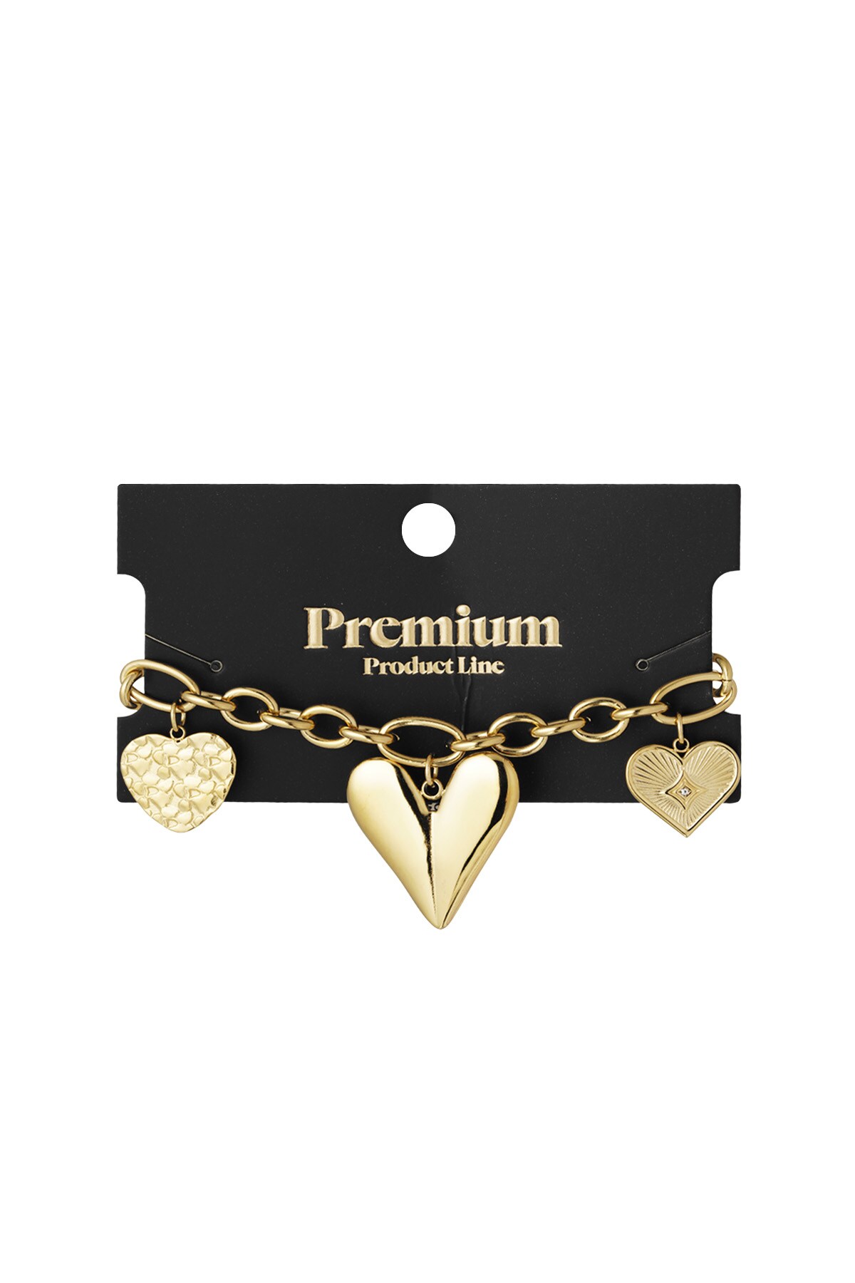 Charm bracelet triple heart - Gold color Picture3