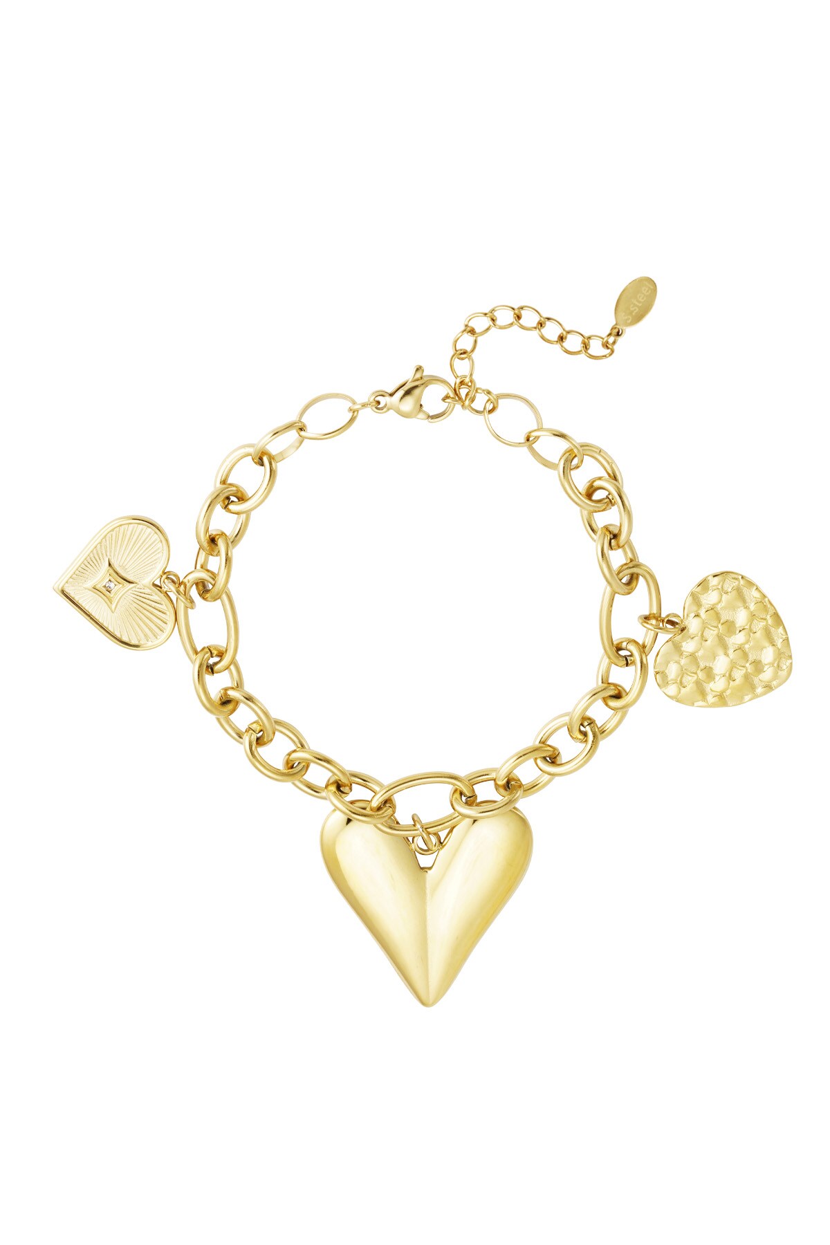 Charm bracelet triple heart - Gold color h5 