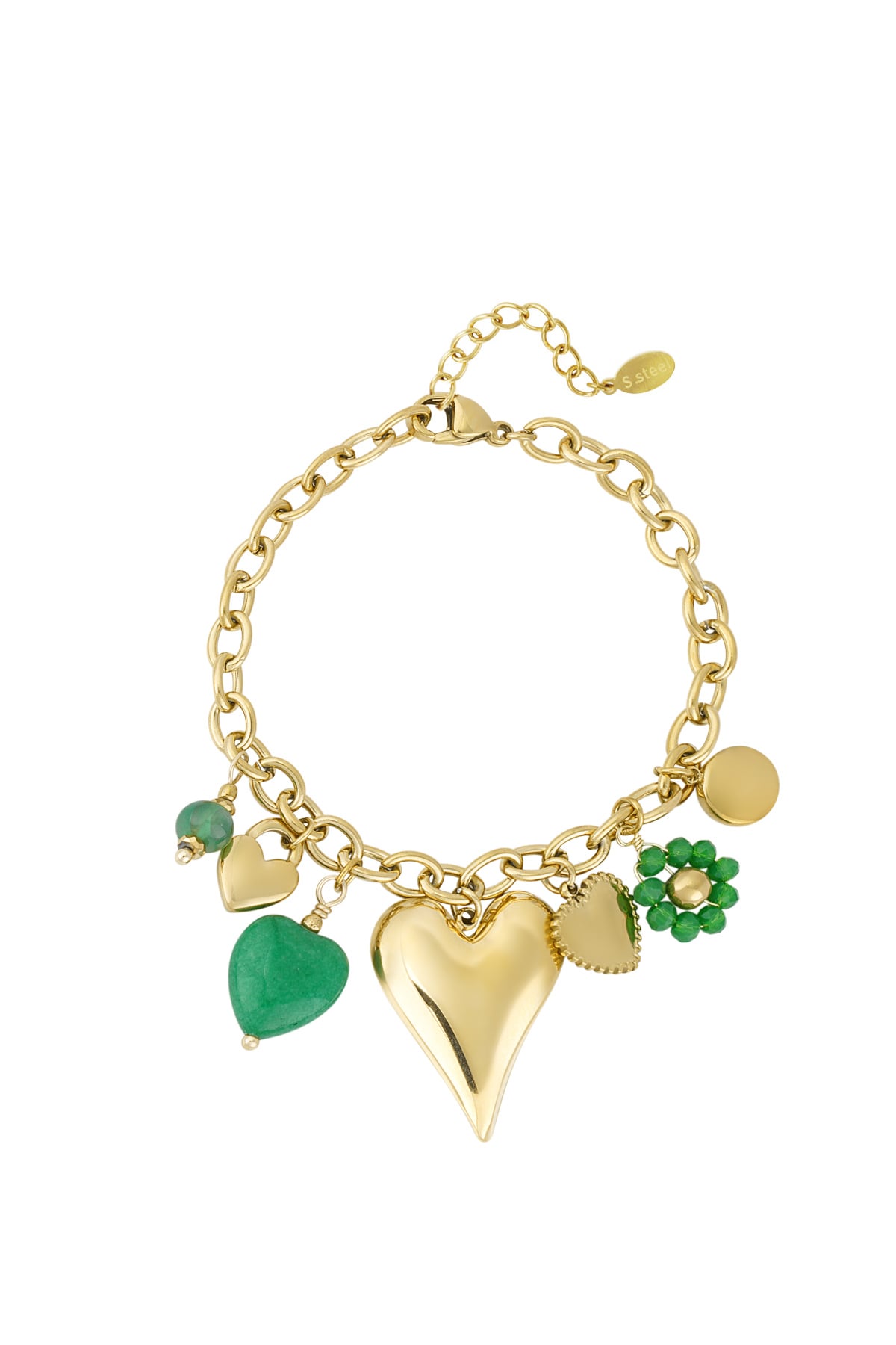 Charm bracelet charm & chill - Green & gold color h5 