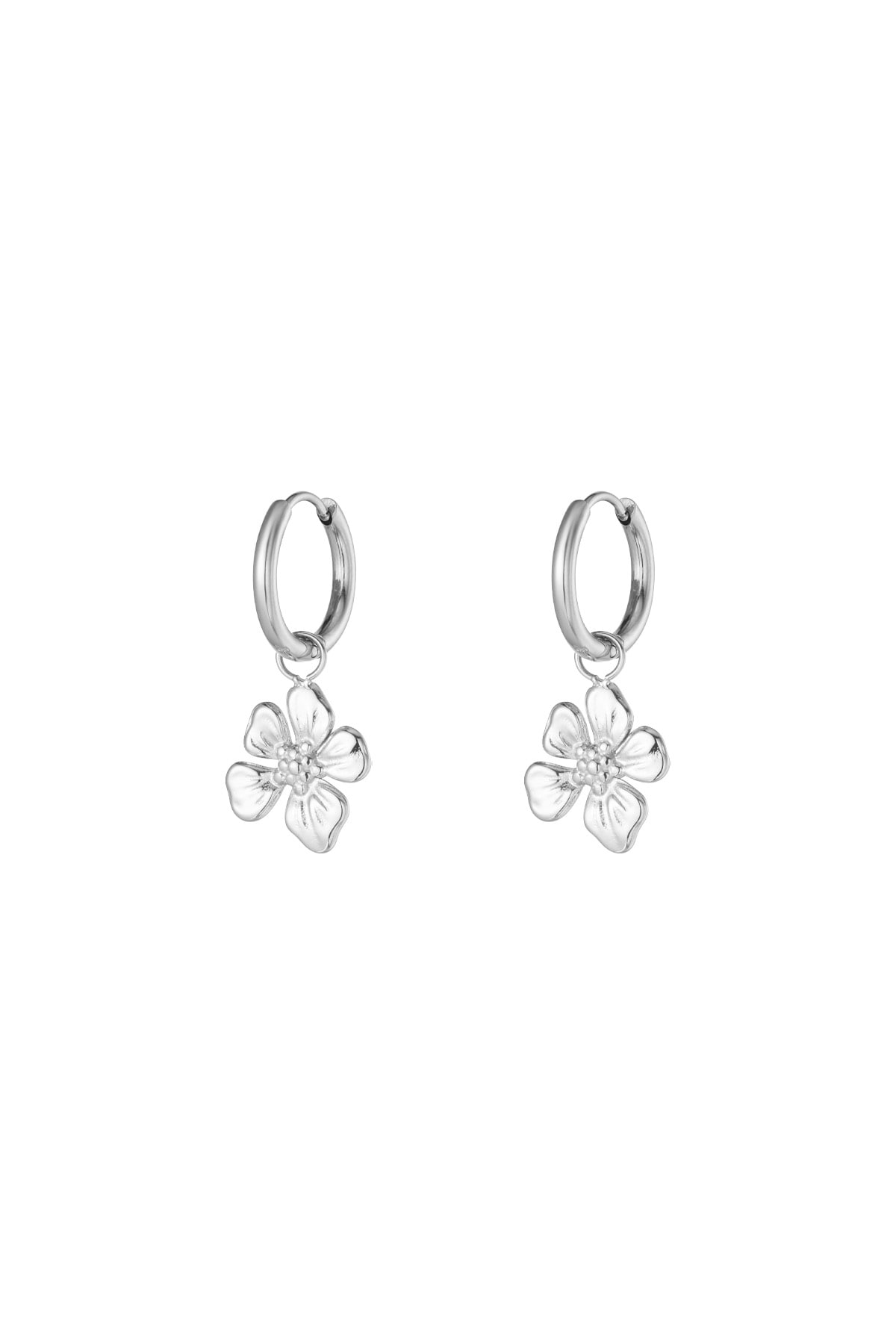 Boucles d'oreilles fleurs tropicales - Couleur argent h5 