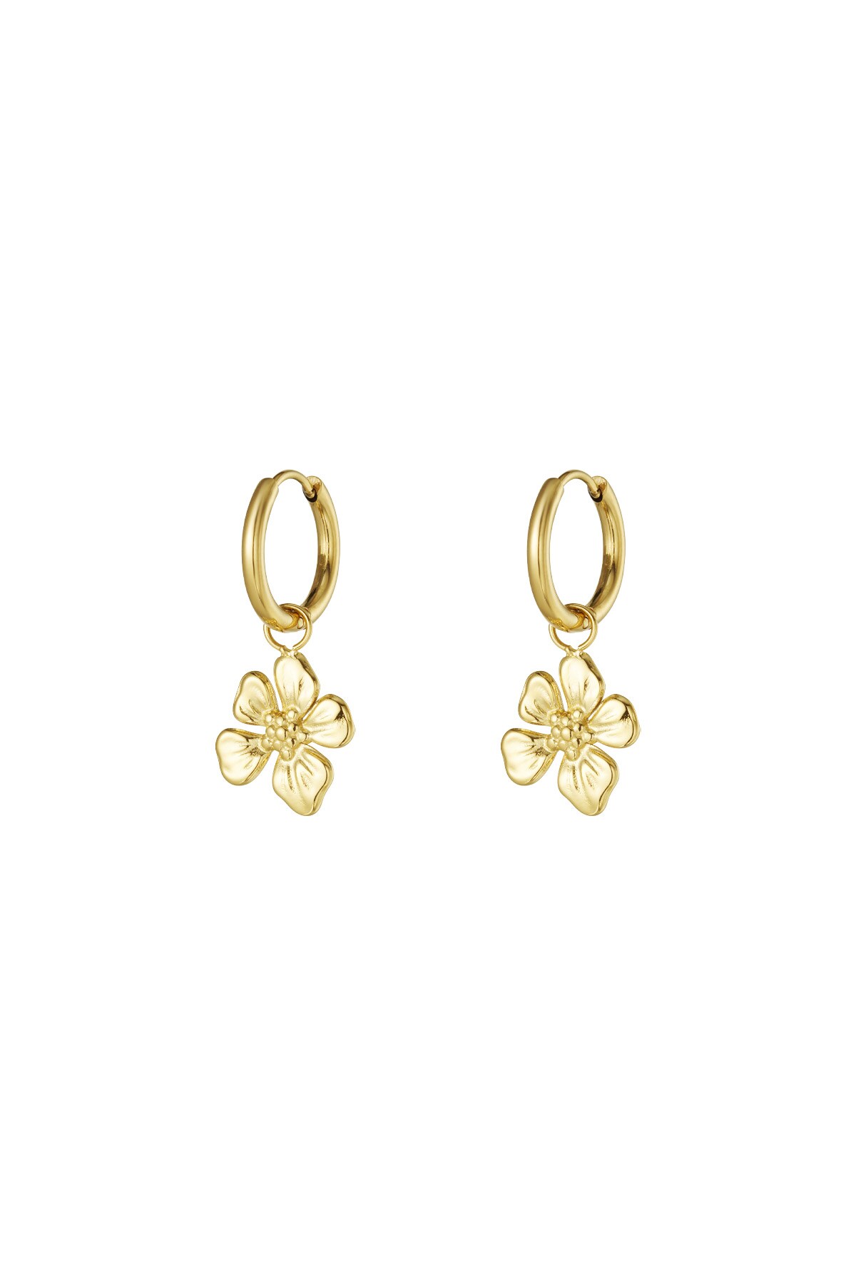 Tropical flower earrings - Gold color h5 