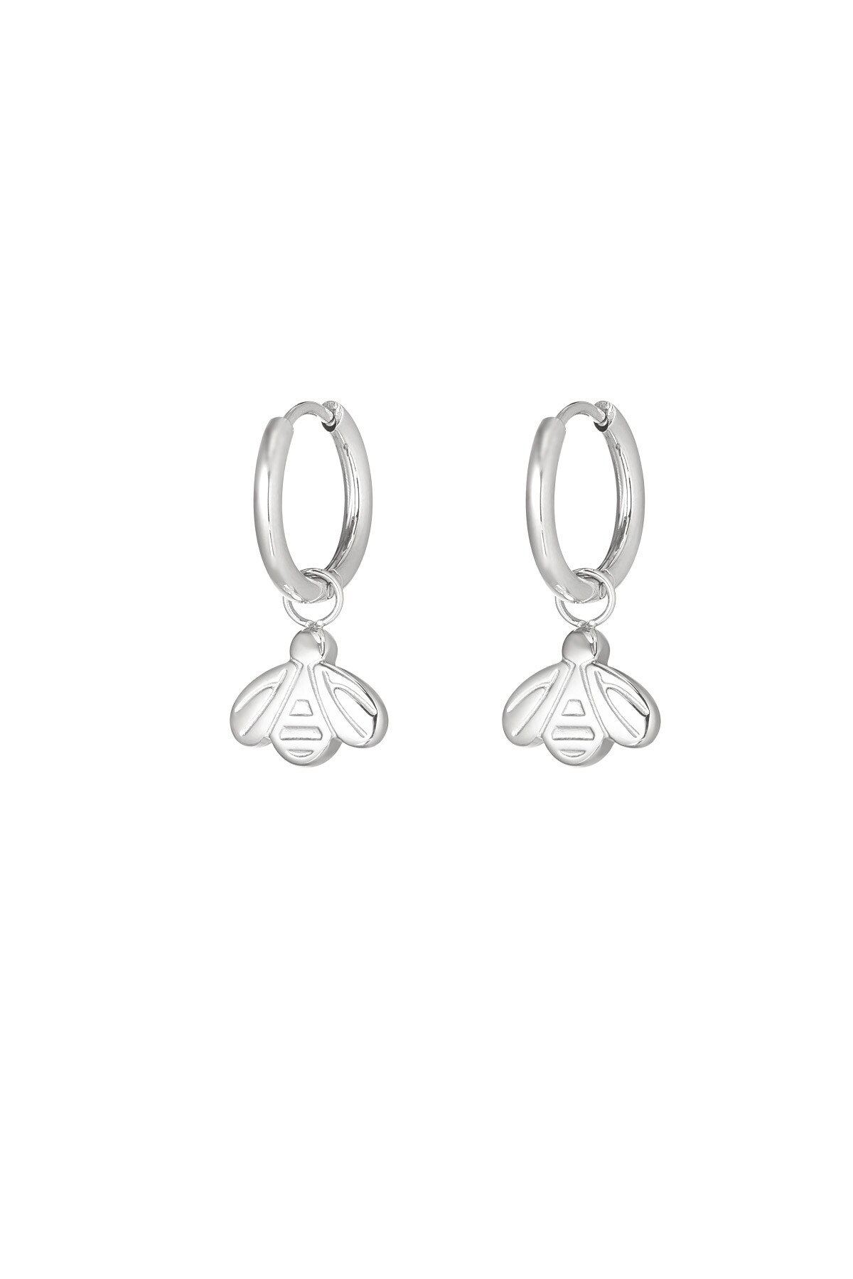 bee charm earrings - Silver color h5 