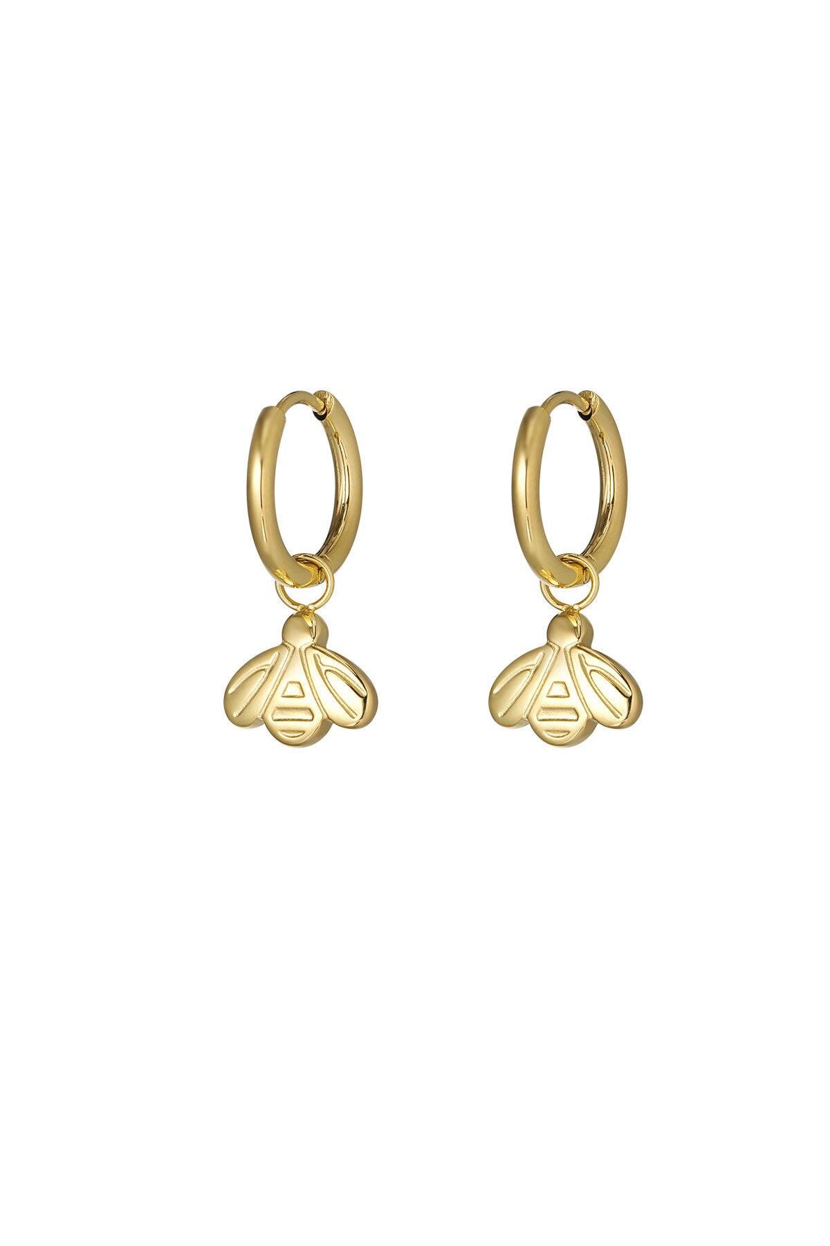 bee charm earrings - Gold color 